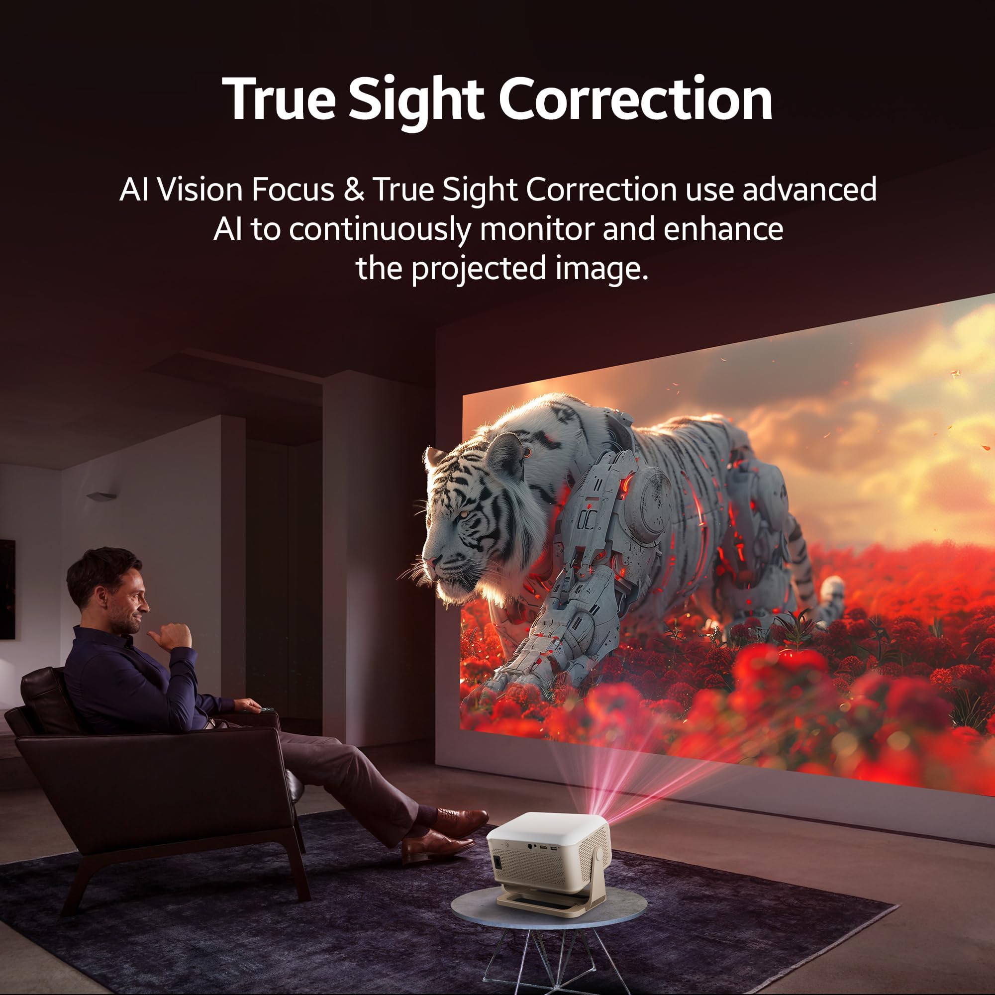 [Netflix Official License] Crossbeats Lumex Flix Projector 4k Ultra HD, 1080p Native, Android 13, WiFi, 16000 Lumens, Smart Mini Projector for Room, Portable Home Cinema, Built-in Apps, 300”Display — Amazon image 7