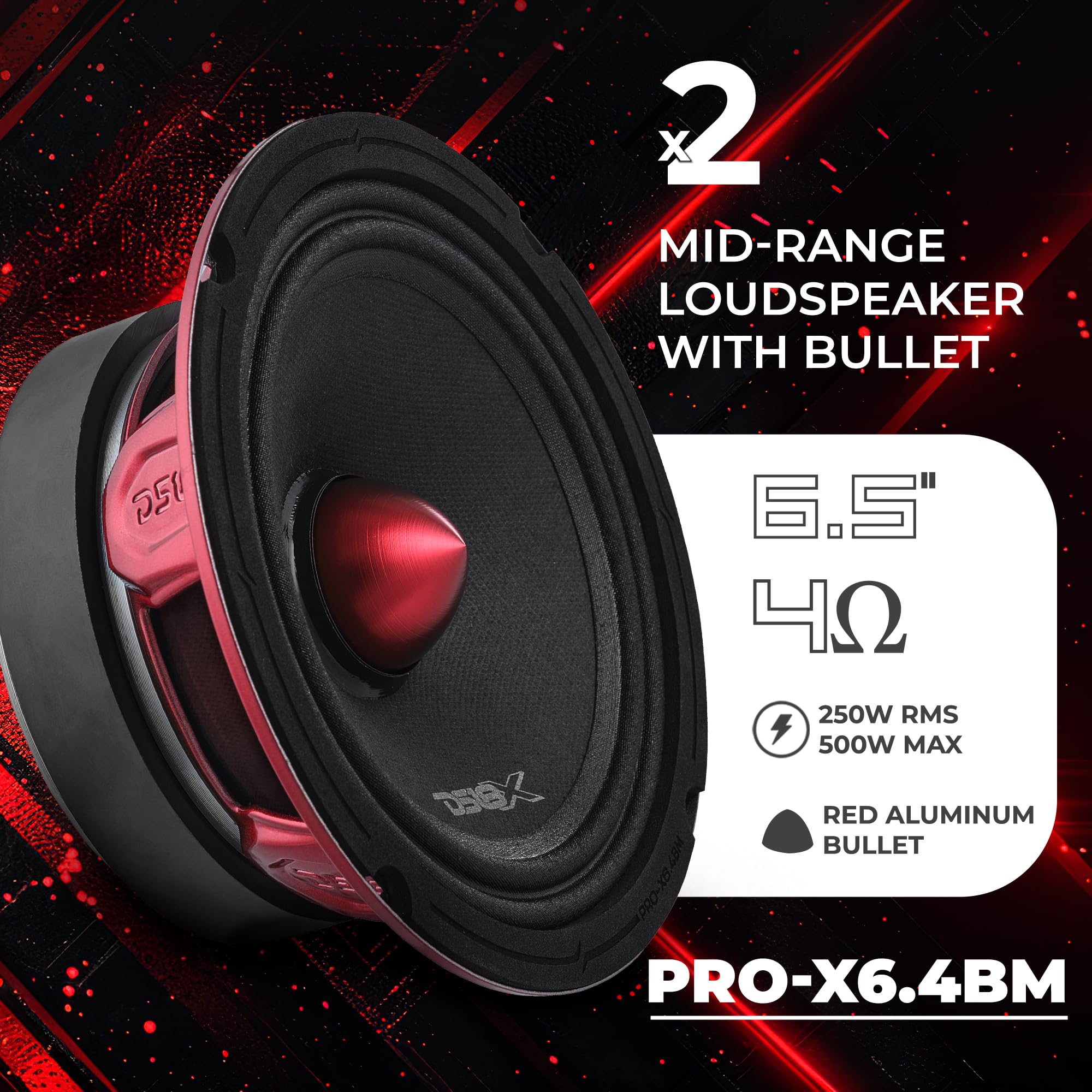 DS18 Speaker Bundle: 2x 6.5" Midrange & 2x 4x6" Coaxial Speakers + Speaker Wire