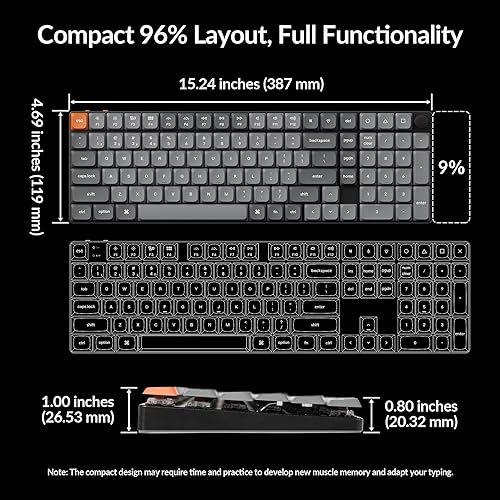 Miniatura 5 de Keychron K17 Max 96% Layout QMKLauncher Teclado mecánico con cable ultra delgado inalámbricotipo C con retroiluminación RGB, interruptor marrón