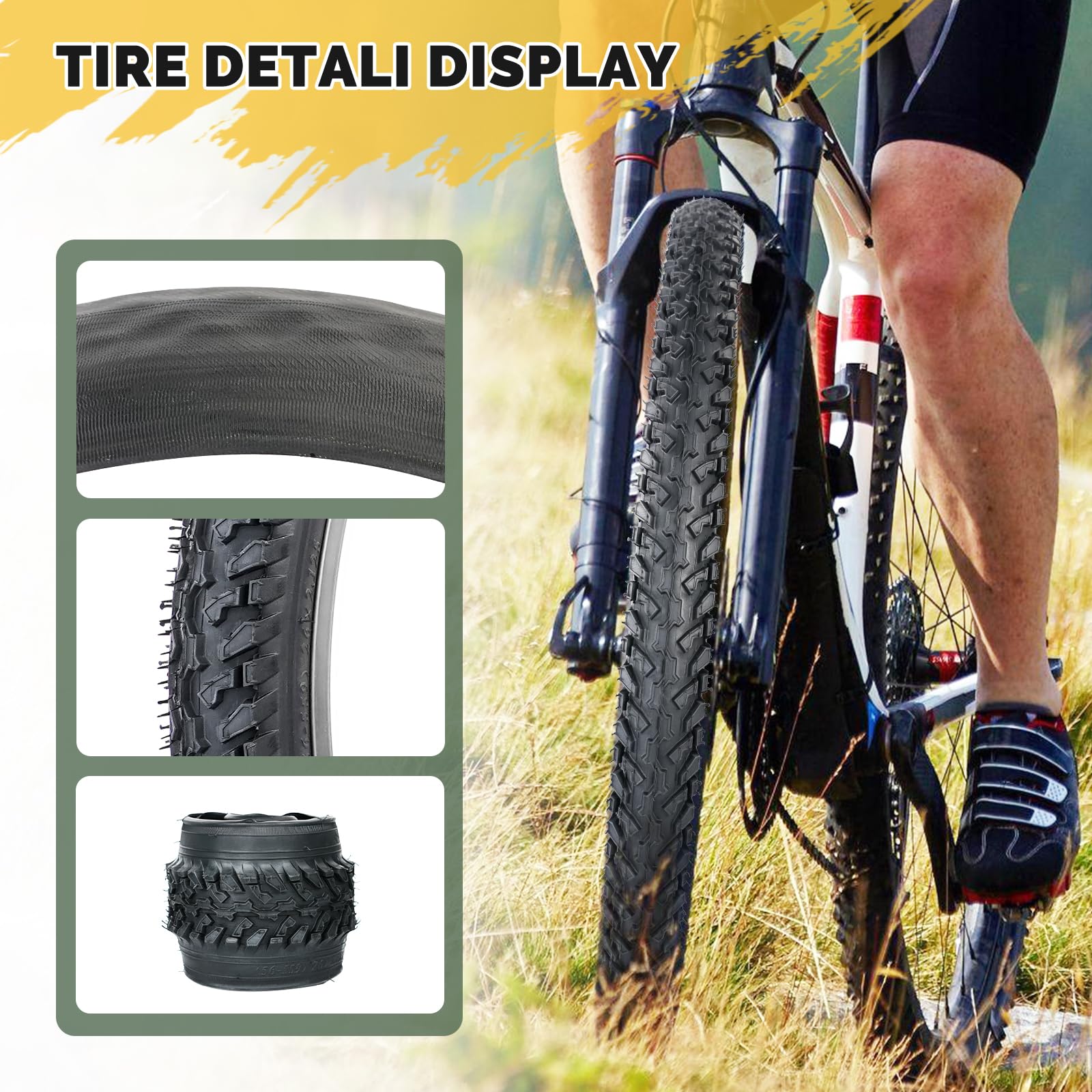 WEEROCK 2-pak opon rowerowych 26", 26 x 2,125 cala z dętką, składane opony rowerowe do rowerów MTB/miejskich/cruiser