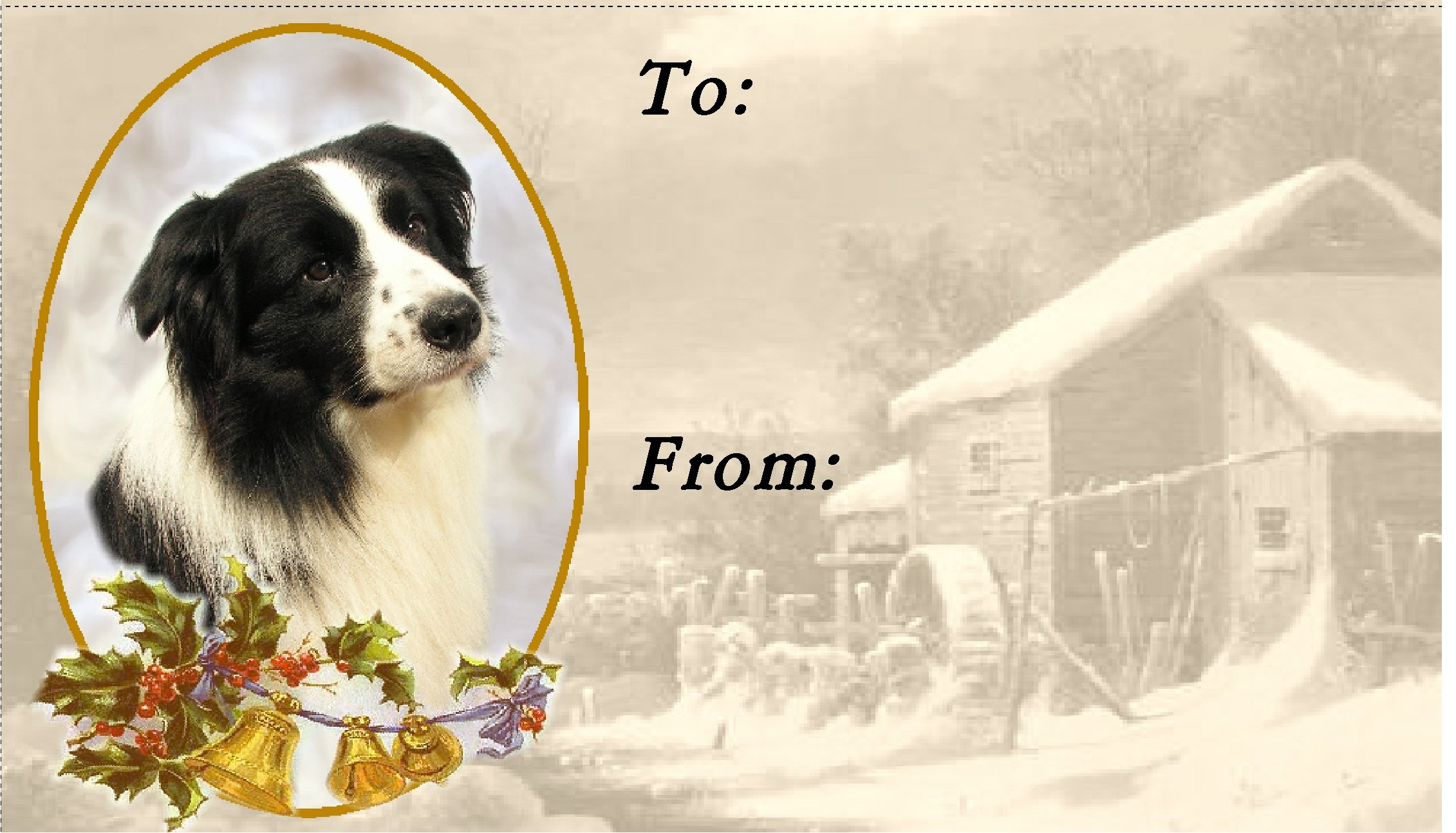 Border Collie Dog No. 1. Design Christmas Labels (42) - Self Adhesive