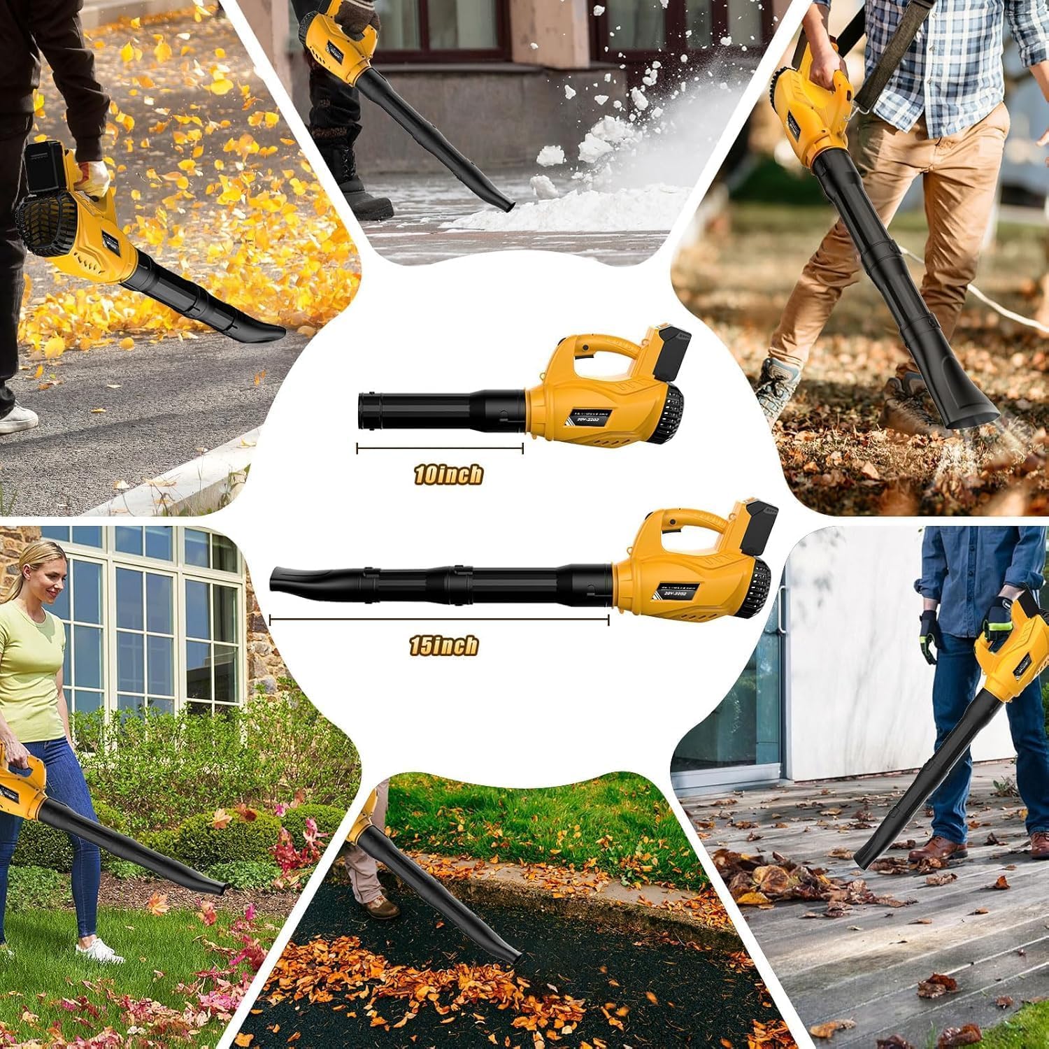 Souffleur électrique sans Fil Compatible avec Batterie Dewalt 20 V 300 km/h Vitesse de l'air Ventilateur sans Fil 6 Niveaux de Vitesse Souffleur à Feuilles, Portable pour Cour Pelouse Jardin (Jaune)