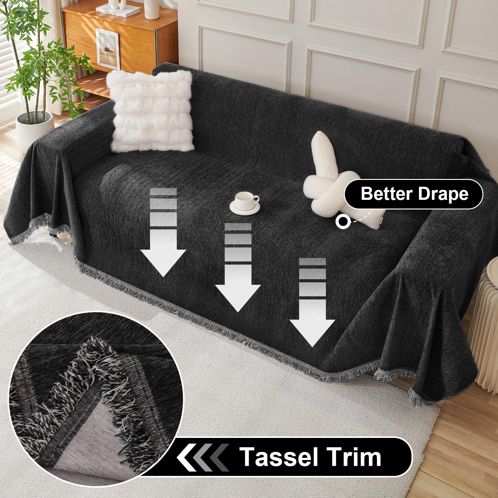 OstepDecor Chenille Sofa Cover 3 Seater, Dog Couch Cover for Corner Sofa Washable Sofa Slipcover - Image 3