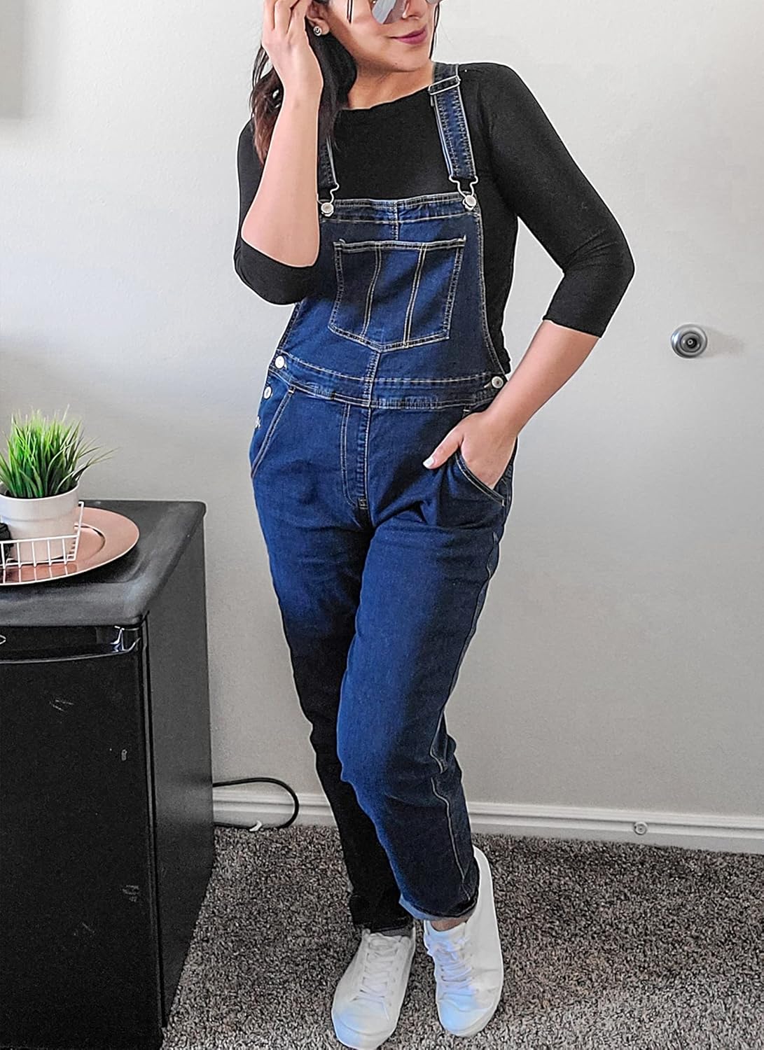 luvamia Women's Casual Stretch Adjustable Denim Bib Overalls Jeans Pants Jumpsuits - Image 5