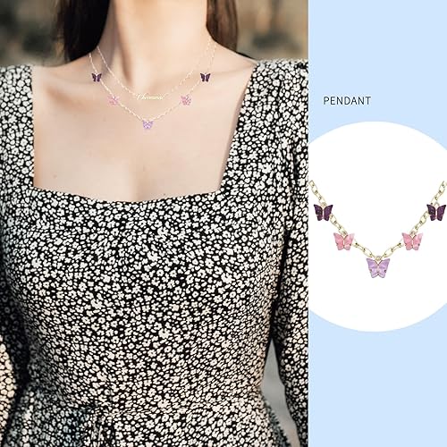 Miniatura 3 de 30 piezas de 10 colores de mariposa de aleación de acrílico colgante de mariposa para aretes, pulseras, collar, colgante de bricolaje, joyería