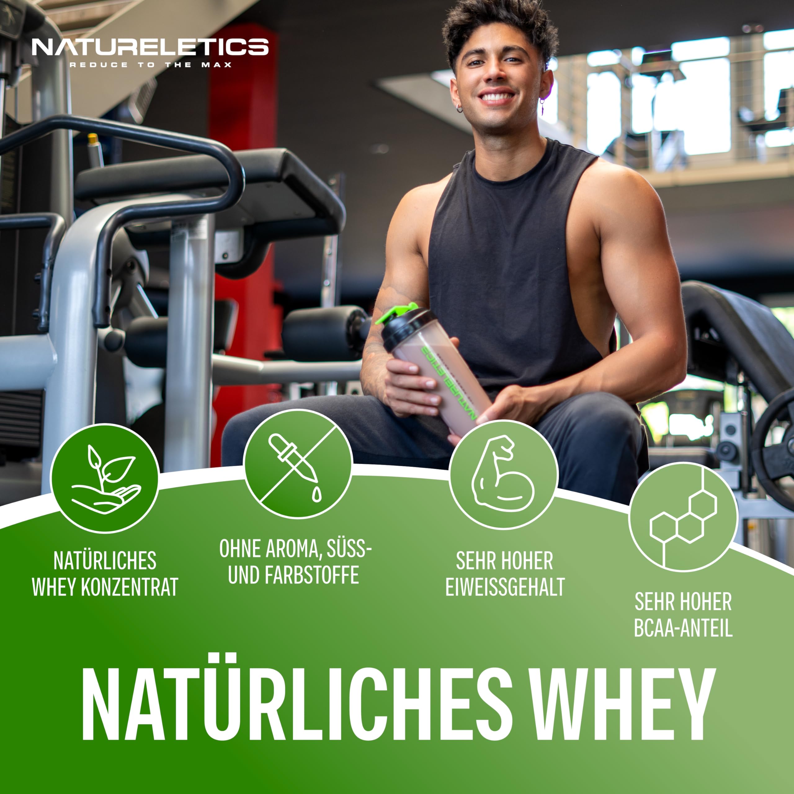 NATURELETICS NEUTRAL Whey Protein Ungesüßt ohne Süßstoffe und Zuckerzusatz Natürliches Premium Eiweißpulver, 1kg ohne Aspartam & Sucralose, Low Carb, Hoher BCAA-Anteil, Made in Germany