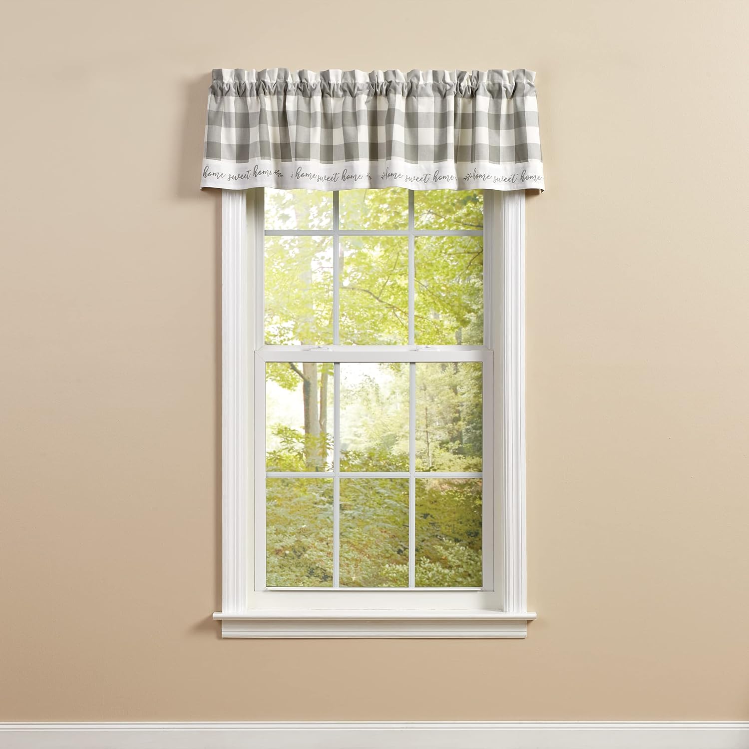 Park Designs Buffalo Check Home Lined Dove Valance 60" x 14"