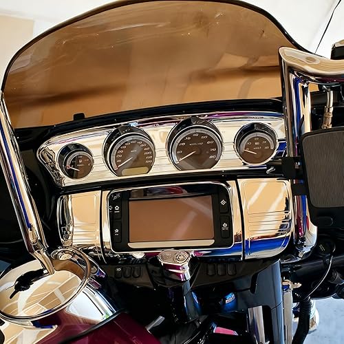Miniatura 5 de Molduras cromadas para medidores de motocicleta en triple línea 7284 + moldura para estéreo para Harley 2014-2017 Touring Electra GlidesStreet