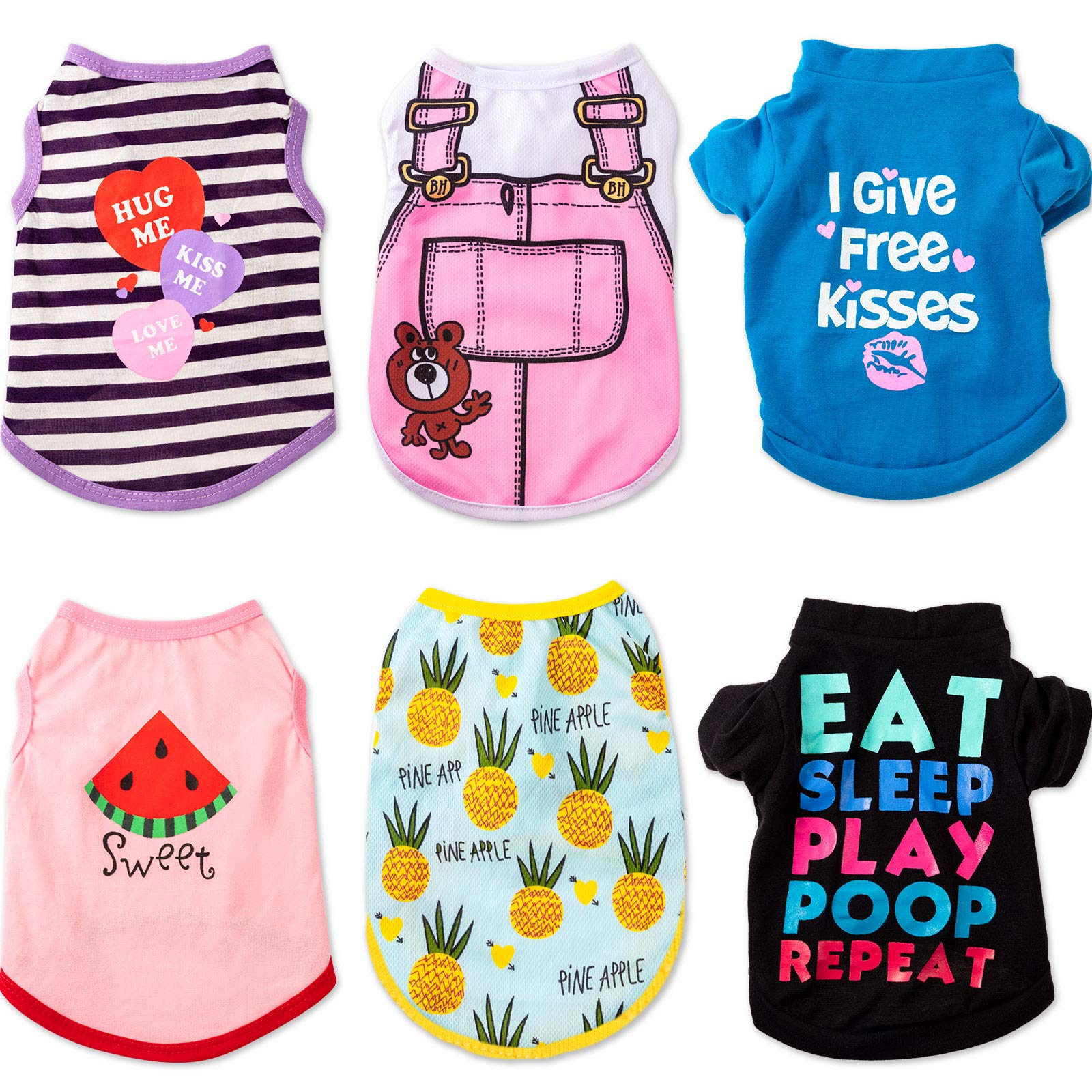 SATINIORPet Shirts Printed Puppy Shirt Summer Dog Cool Vest Cute Dog Clothing Cotton Dog Pullover Soft Sweatshirt for Small Pet Apparel, Various Style Medium