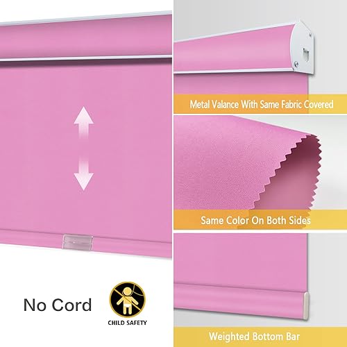 Vista 85 de Yin Yang Persianas opacas con cenefa inalámbrica, cortinas de tela filtrante de luz UV blanca, persianas enrollables con cenefa de metal cubierta