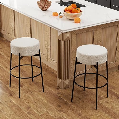 Miniatura 14 de SoarFlash - Juego de 2 taburetes de bar modernos giratorios, taburetes de barra de 24" Sherpa con asiento giratorio de altura de mostrador con