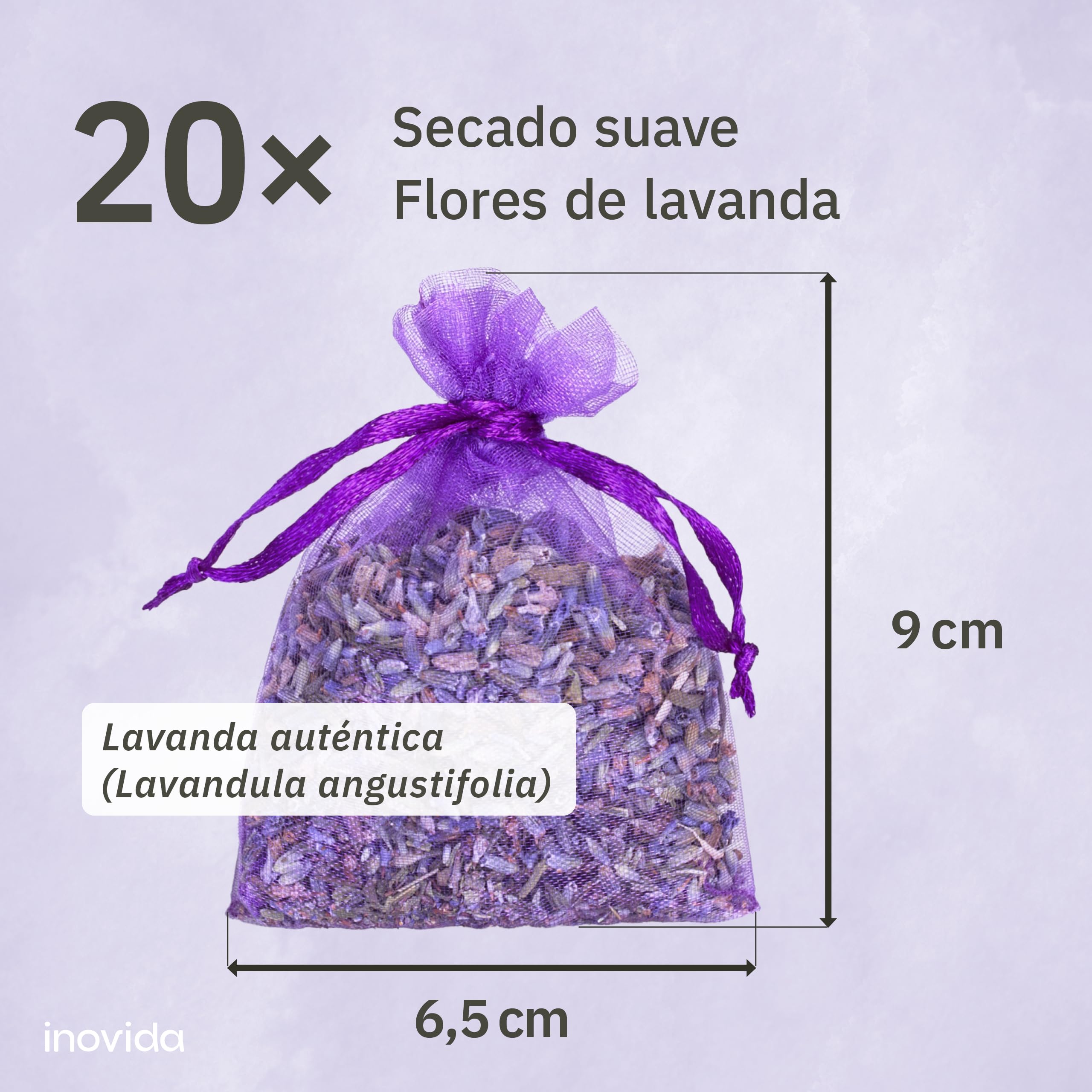 Ambientador de Armario Lavanda – Bolsitas Lavanda para Ropa y Cajones – Antipolillas Polillas – 20x Lavanda Seca Natural – Inovida