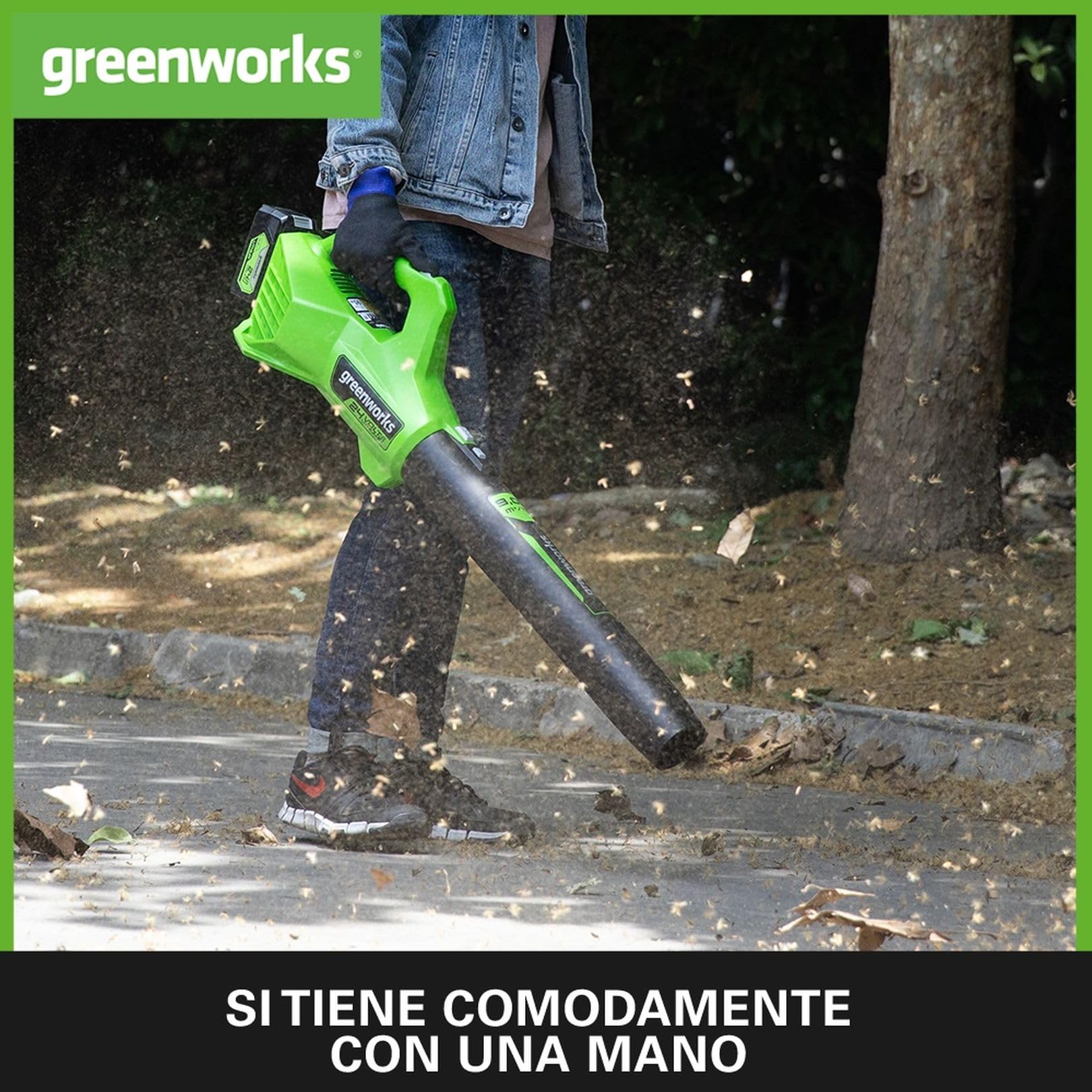 Greenworks G24ABII Soffiatore Foglie Assiale a Batteria, 145km/h, 9,08m³/min, SENZA Batteria 24V e Caricabatterie, Garanzia 3 Anni