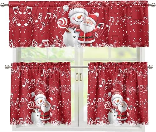 Miniatura 34 de Cortinas de Cocina con Colibríes y Flores, Cortinas de Ventana con Cenefa y Niveles Juego de 3, Cortinas Cortas con Bolsillo para Barra, Cortinas