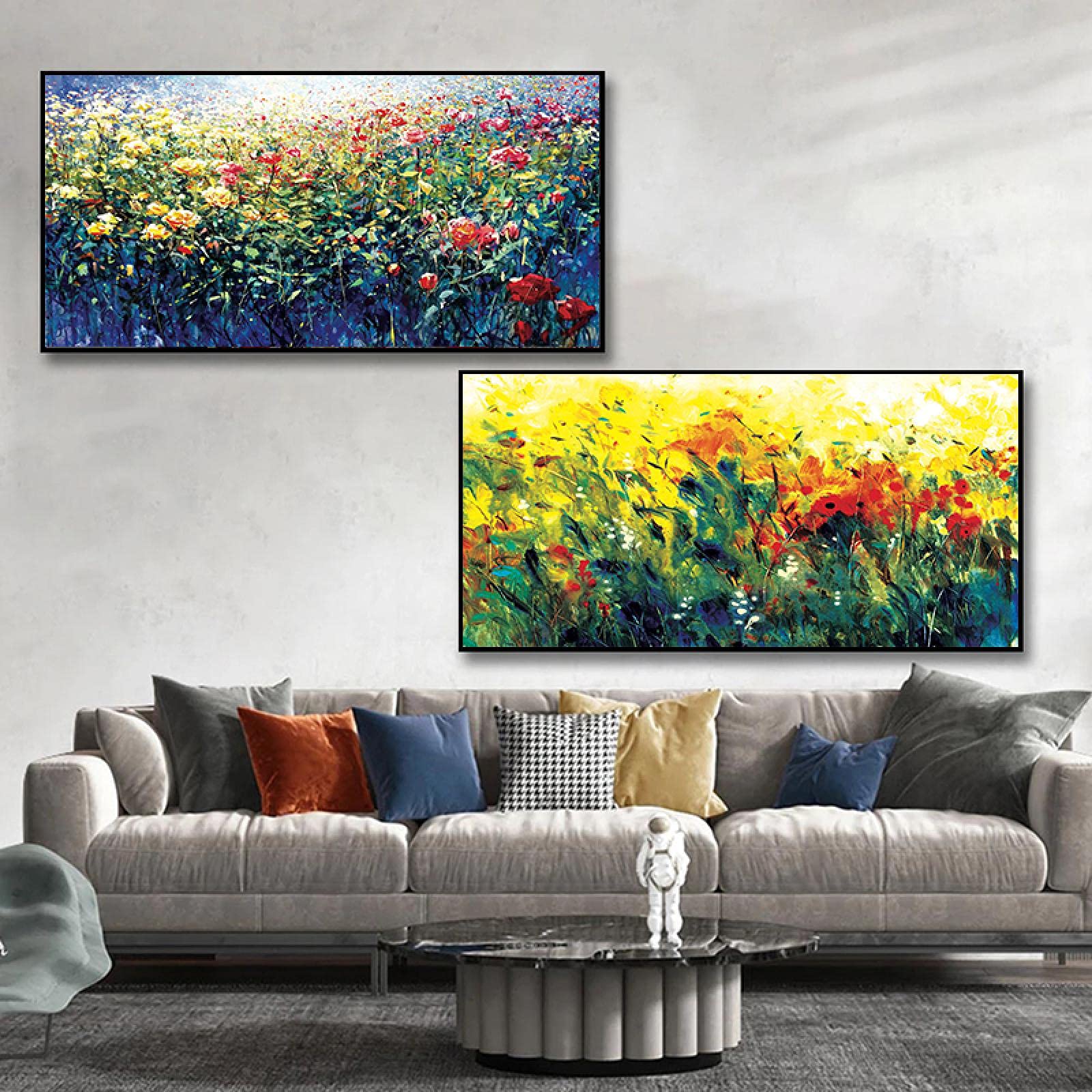 Art abstrait fleur colorée sur toile de haute qualité 60x120 cm