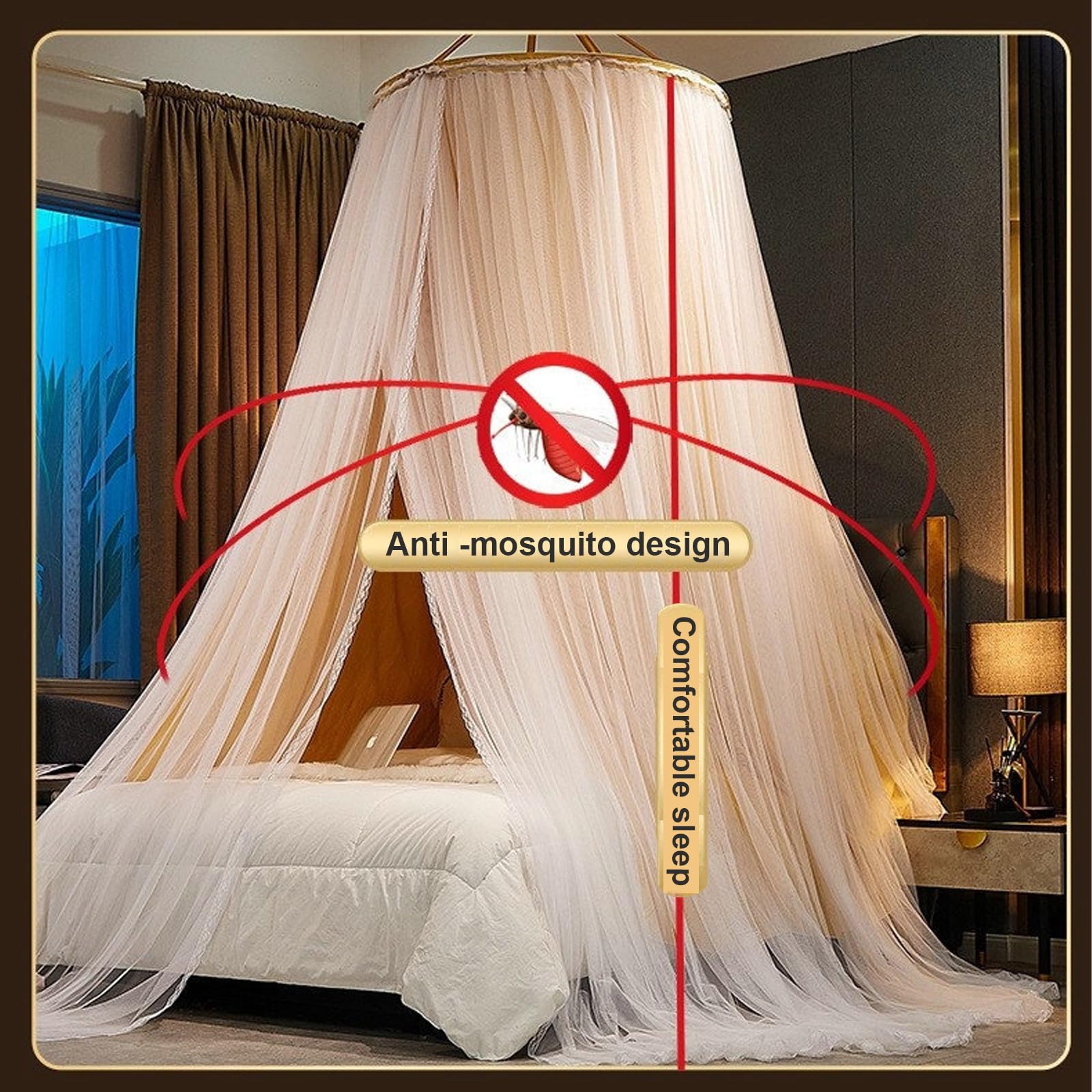 Moskitonetz Bett für Doppelbett Einzelbett, Insektenschutz für Babybett Kinderzimmer mit Klebehaken Schrauben Groß Hängend Himmelbett Vorhänge Mückennetz Travel für Reise und Zuhause (Rosa)