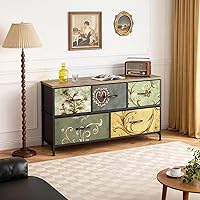 Vista 37 de OLIXIS Cómoda de 5 cajones para dormitorio, torre de almacenamiento de tela para sala de estar, entrada, marco de acero resistente, parte superior