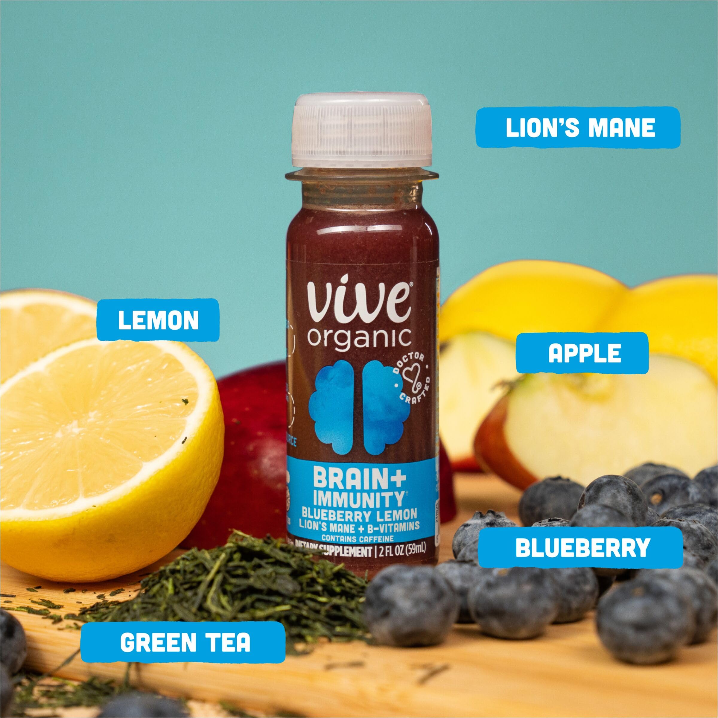 Vive Organic Organic Brain Plus Immunity Shot SGL, 2 FZ | Grocery