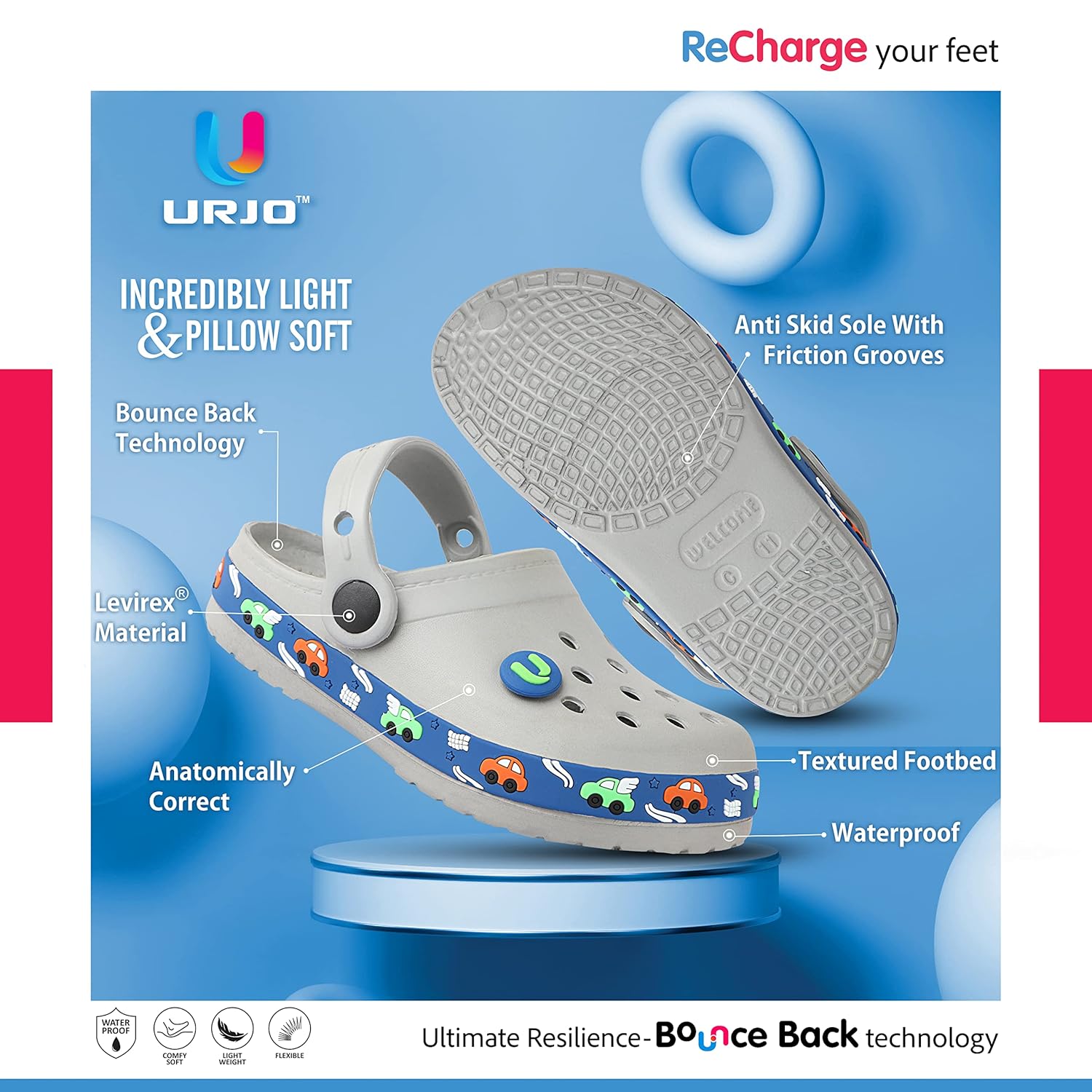 URJO unisex-child Kids_carz Casual Clogs/Sandals for Kids with Soft Sole | Waterproof & Lightweight | Comfortable & Durable | Stylish Adjustable Back Strap Indoor & Outdoor Sandals /Clogs for BOYS & GIRLS (Neoz) 7 81eSuyRod1L. SL1500