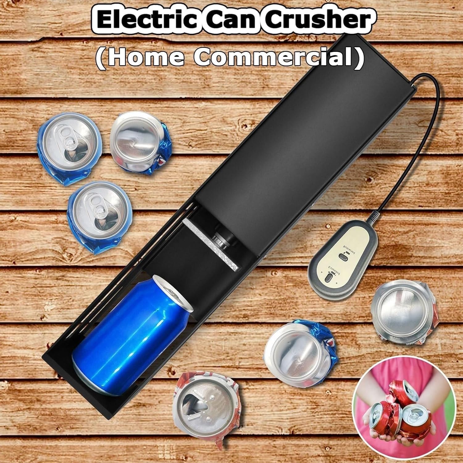 Electric Can Crusher for Recycling Aluminum Cans, Soda Beer Can Crusher, Plastic Water Bottle Smasher, Heavy-Duty