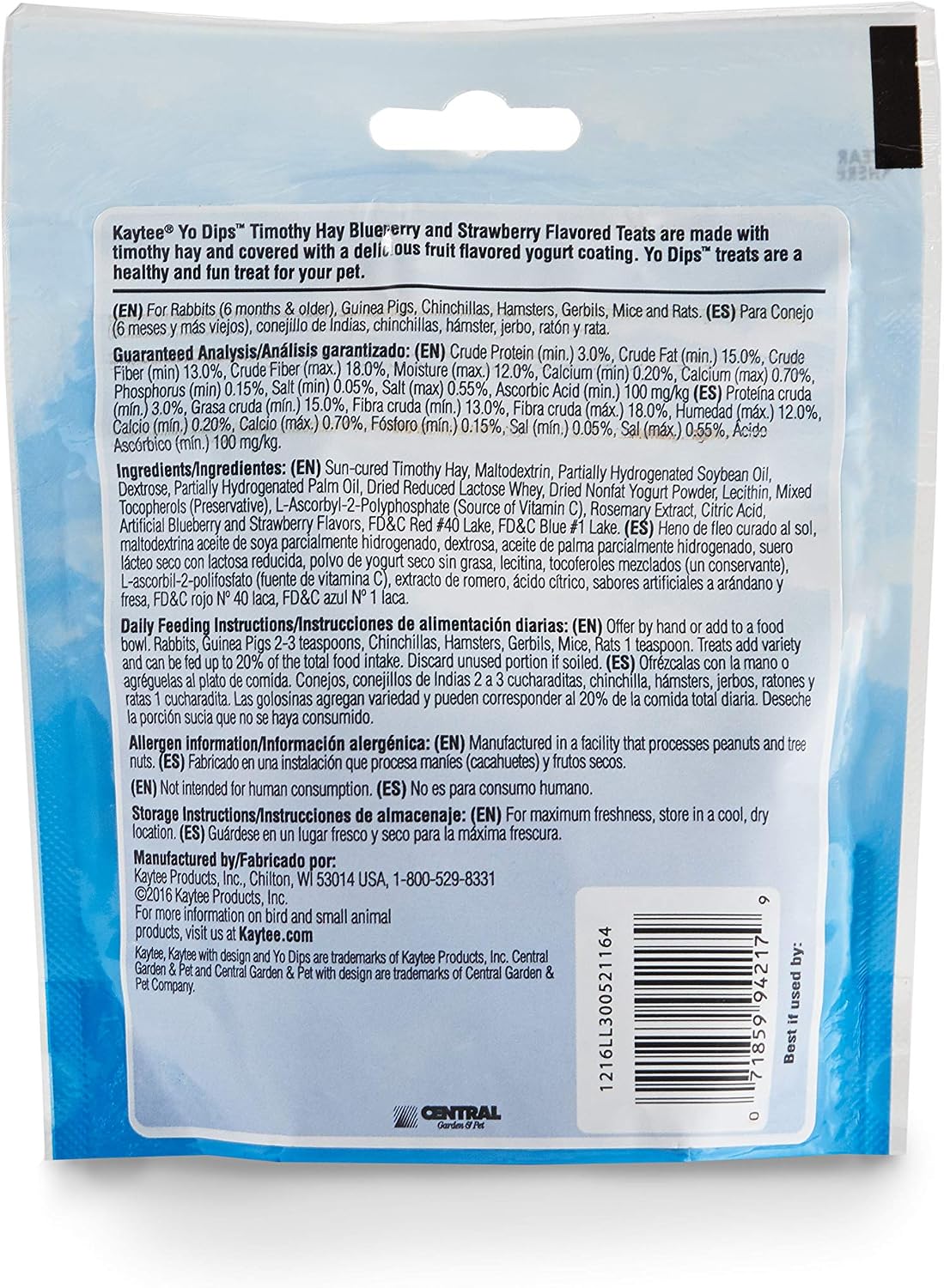Kaytee Yo Dips Timothy Hay for Small Animal - Blueberry Strawberry 2.5 oz