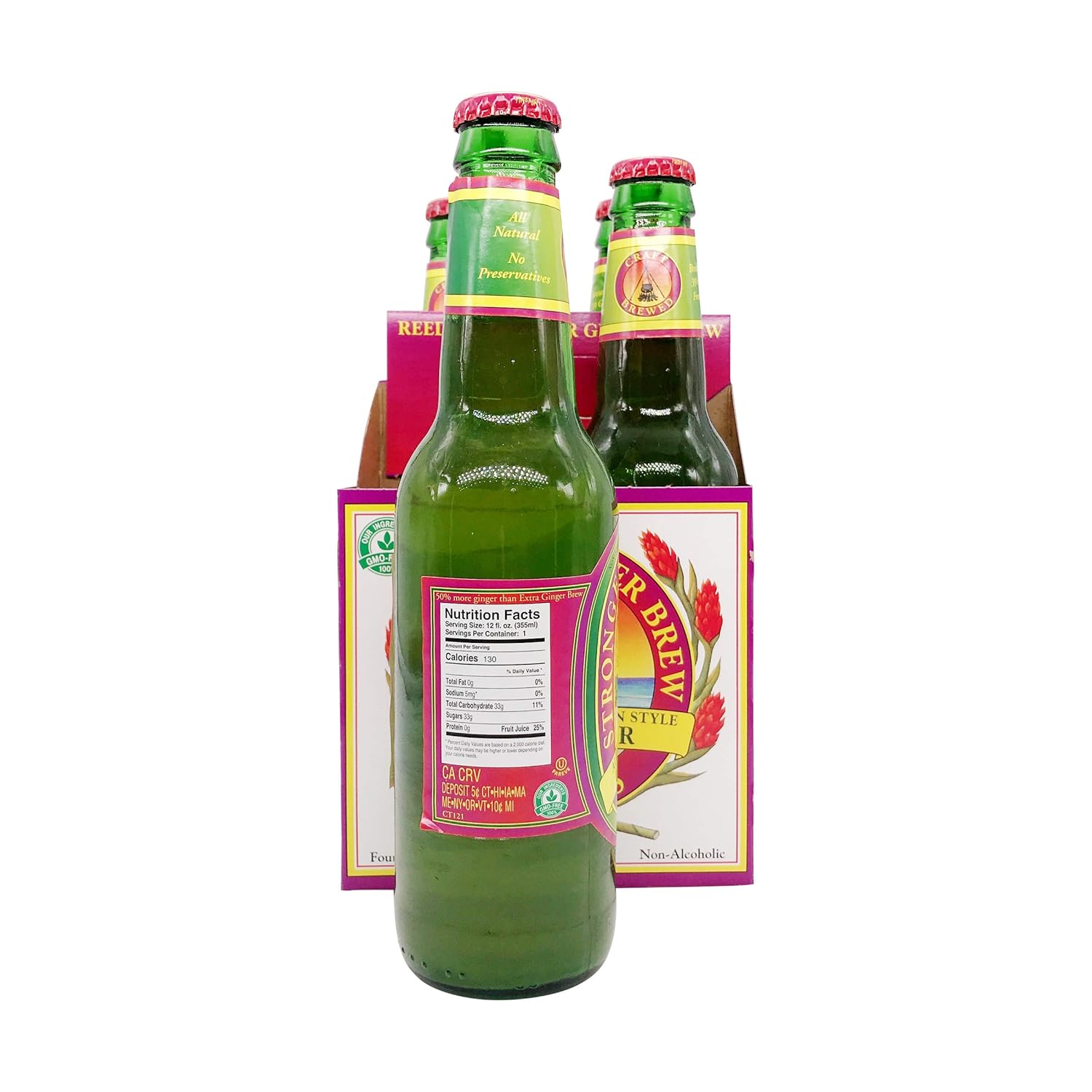 Reeds Ginger Brew, Ginger Beer, 12 Ounce, 4 Pack