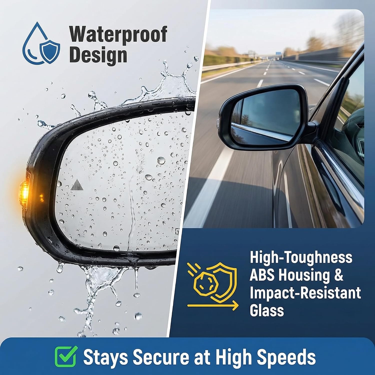 Blind Spot Driver Side Mirror Fit for Dodge Grand Caravan 2008-2020, Chrysler Town Country 2008-2016, RAM CV 2012-2015, VW Routan 2009-2014, Rearview Mirror Power Heated 68060205AB