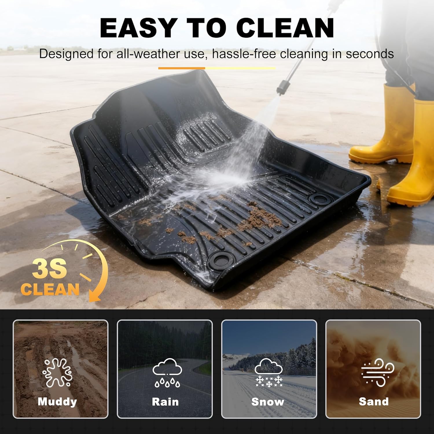 Floor Mats & Cargo Liners Compatible with 2020-2026 Toyota Corolla Sedan Floor Mats & Trunk Mat Set, All Weather TPE Floor Liners Cargo Mats (Not fit Hatchback Model) - Image 6