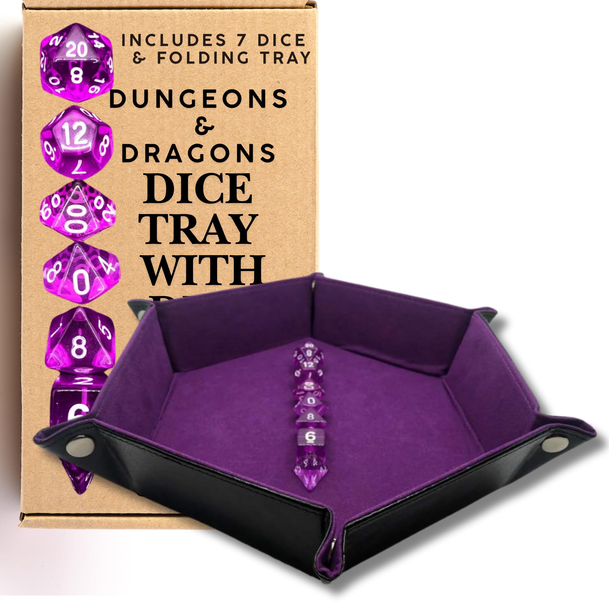 The Grinning Gargoyle Purple Gargoyle - Hexagon D&D Dice Tray For Rpg Tabletop Games With A Dnd Dice Set – Noise Dampening Dnd Dice Tray - D And D Dice - Dnd Gifts Polyhedral Dice Setole-Playing Games Accessory (Gem X7)