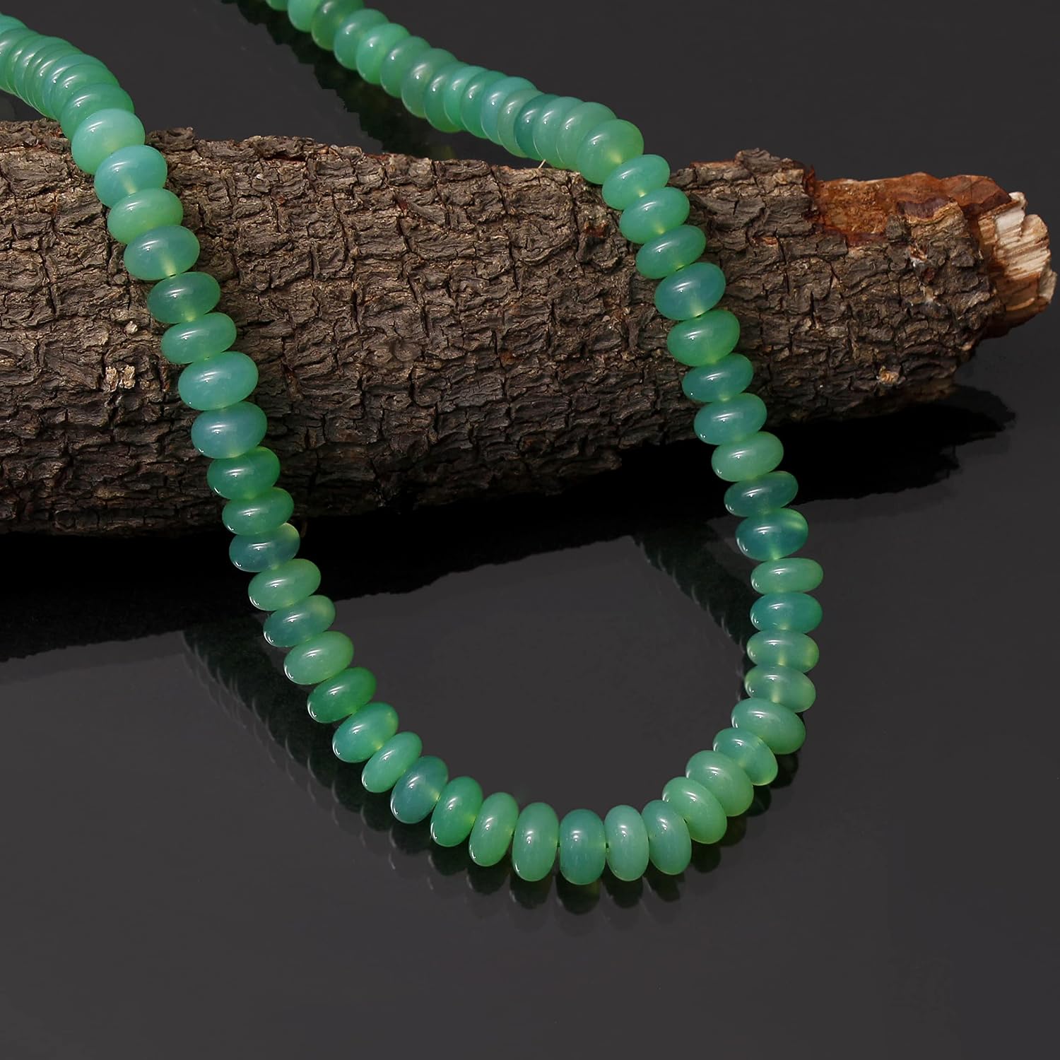 A&M Chrysoprase Strand Necklace, Beaded Handmade Women's Jewelry, Chrysoprase Beads Necklace, Smooth Rondelle Beads Necklace, Bridesmaid Gift Idea, Gemstone Necklace