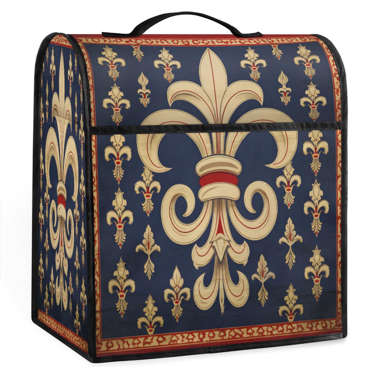 Coffee Maker Cover Retro Fleur De Lis Kitchen Appliance Covers Small Appliance Covers Blender Cover Juicer Cover Dust Covers for Kitchen Appliances with Top Handle and Pockets,Washable,C330