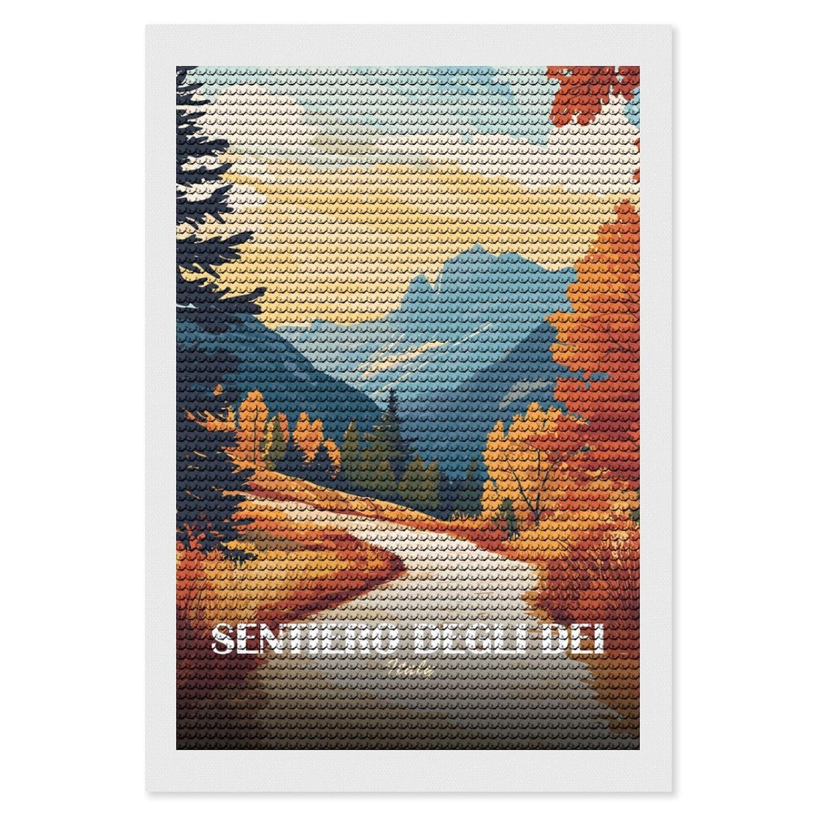 Junmoney Sentiero Degli Dei, Italy Landscape Art Diamond Painting Canvas Set 8"x12", for Beginners, Complete Accessories, Christmas Gift, Modern Decor