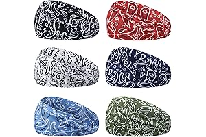 YARIEW 6Pcs Headbands Paisley Bandanas Head Bands, Boho Fashion Workout Headwrap for Women and Men