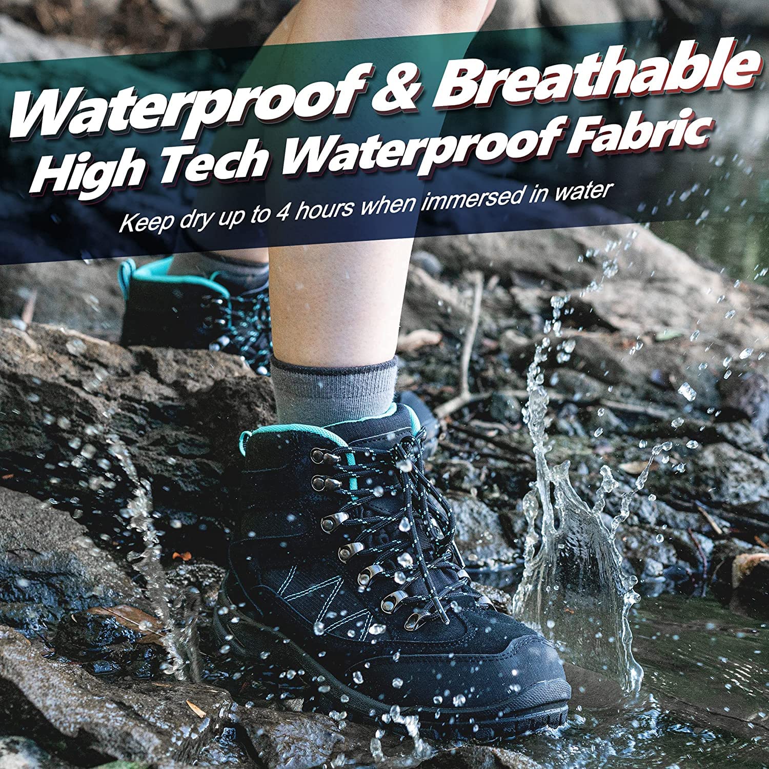 R CORD Women's Lightweight Waterproof Shoe Hiking Boot Non-slip Durable Hiking Boot for Outdoors Black Size 8