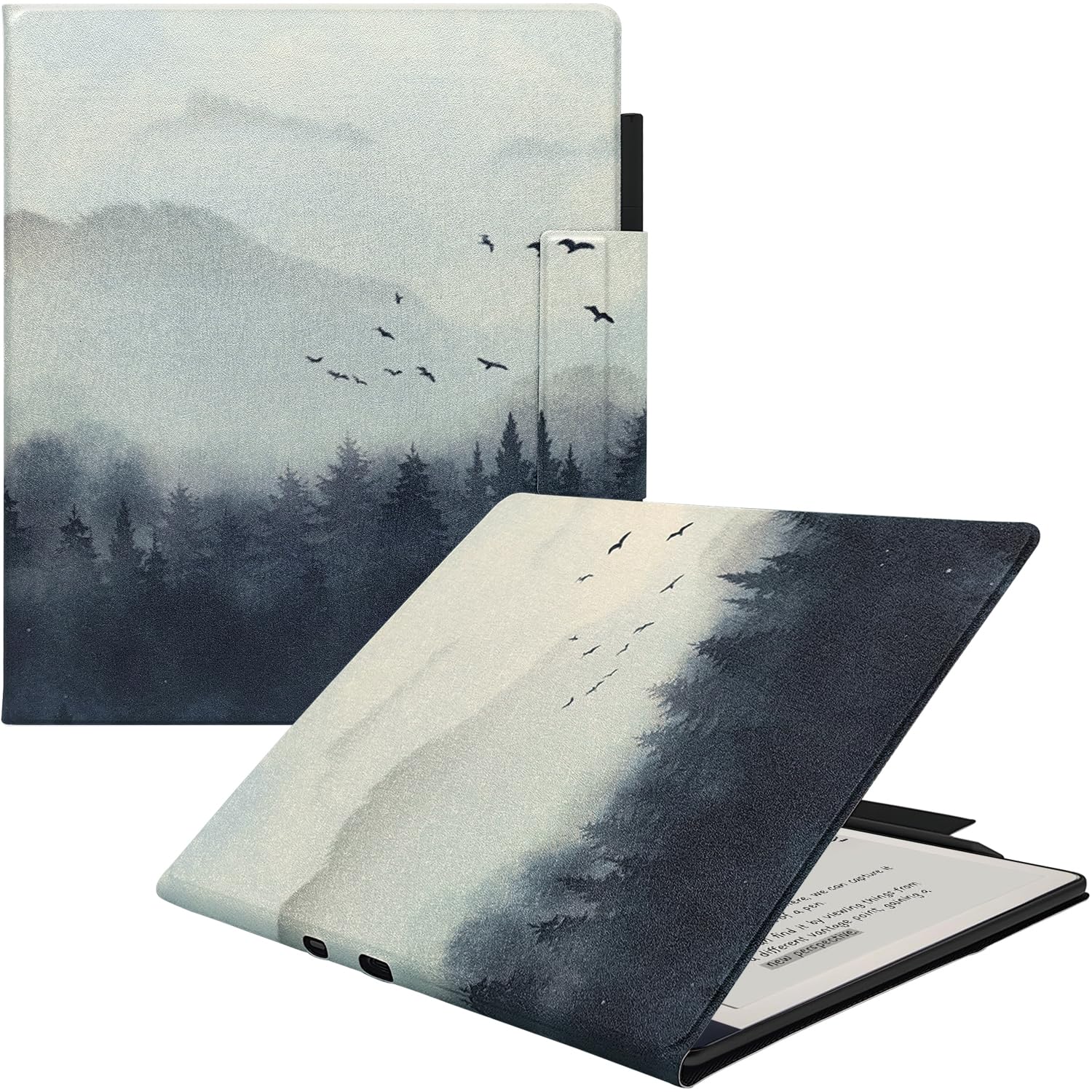 Magnetic Stand Case for Kindle Scribe - Ultra-Thin Leather Cover Auto Sleep/Wake Book Folio Cover with Magnetic Pen Buckle for 10.2 Inch Kindle Scribe (2022/2024 Release) (Misty Forest)