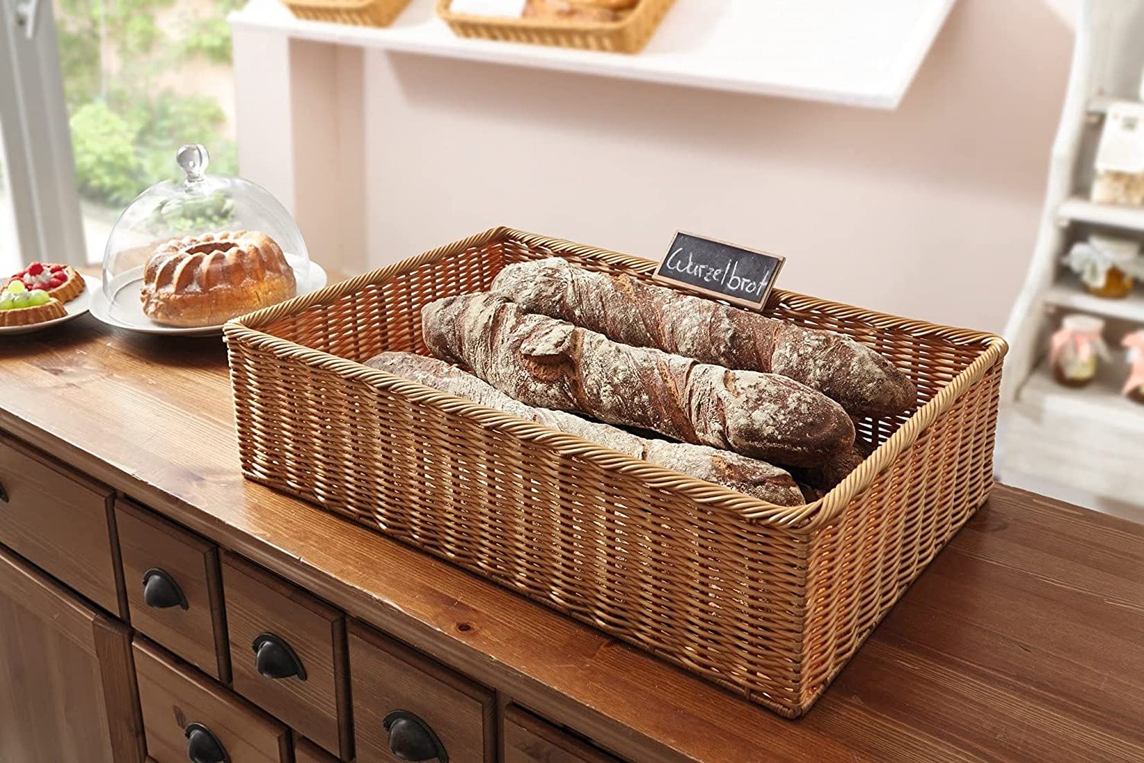 BinaryABC Herzförmiger Korb Aus Rattanoptik – 25x24x4 Cm, Ideal Für Obst, Brot Oder Deko