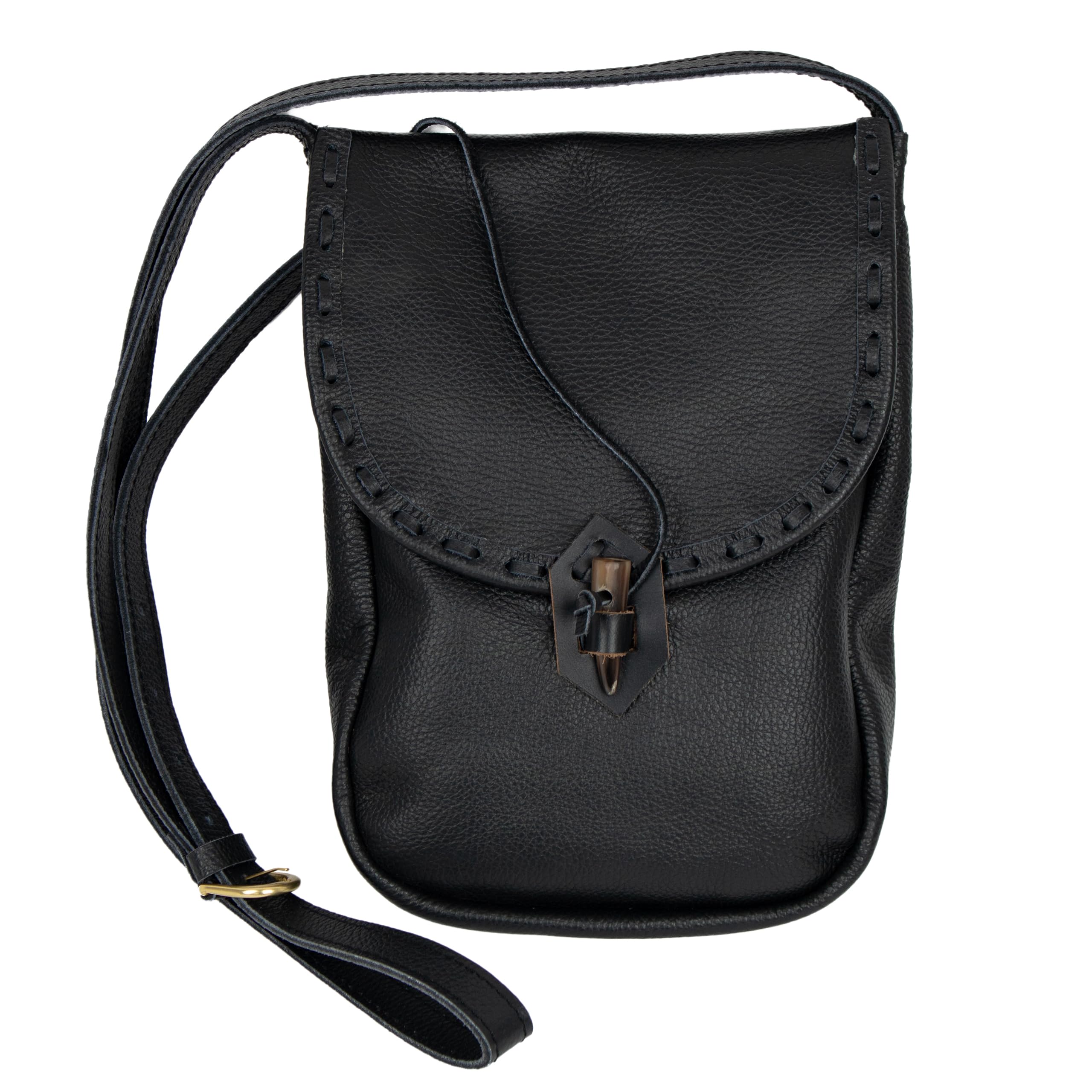 Mythrojan Leather Belt Pouch Medieval Original Leather Bag Costume Accessories Pouch Viking Belt Coin Bag- Black