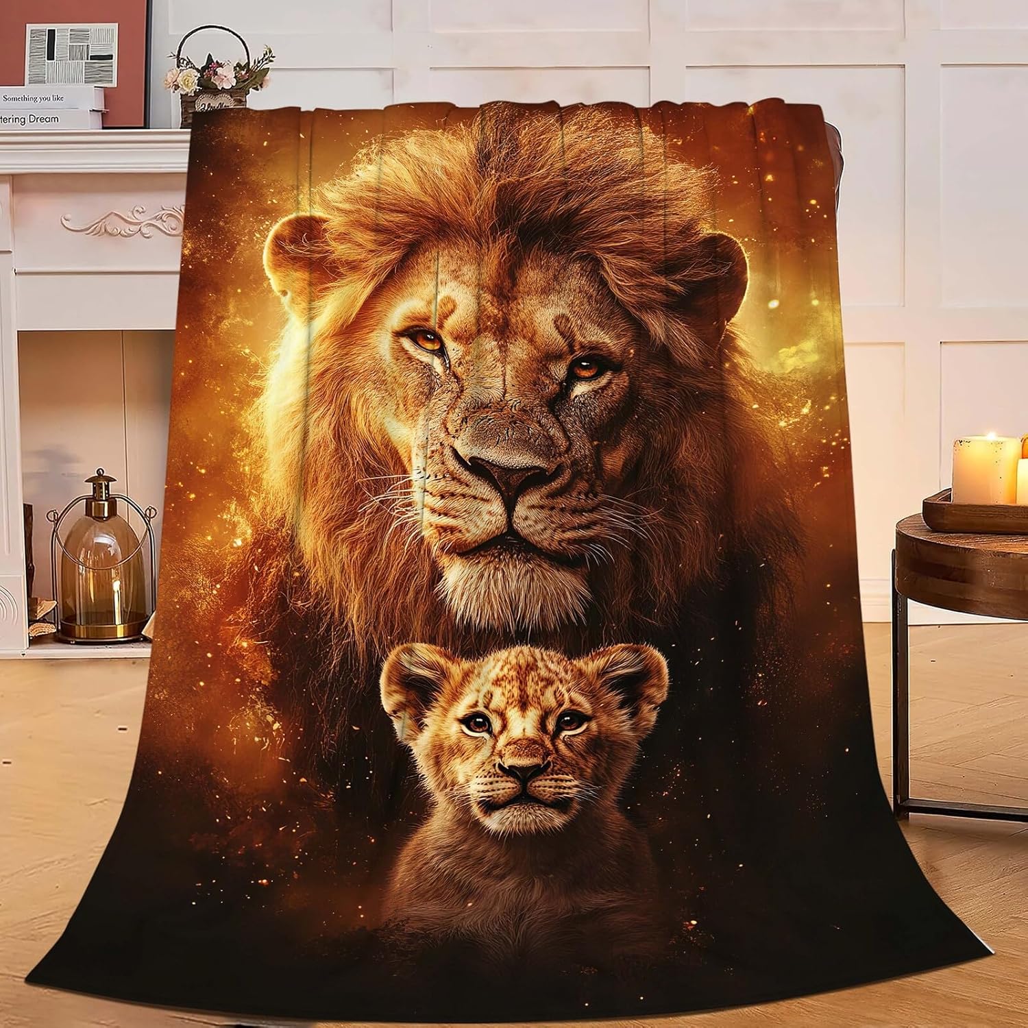 Lion Blanket Lion Cub Throw Blanket Gifts for Men Women Boys Girls Kids Adults Super Soft Cozy Plush Fluffy Fuzzy Fleece Blanket Home Decor 40''X50''