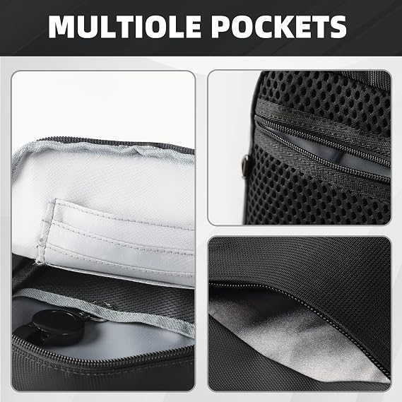 Sling Bag with Zipper Lock Anti Theft Crossbody Bag for Men Women RFID & Water Resistant Chest Bags for Travel(Black)