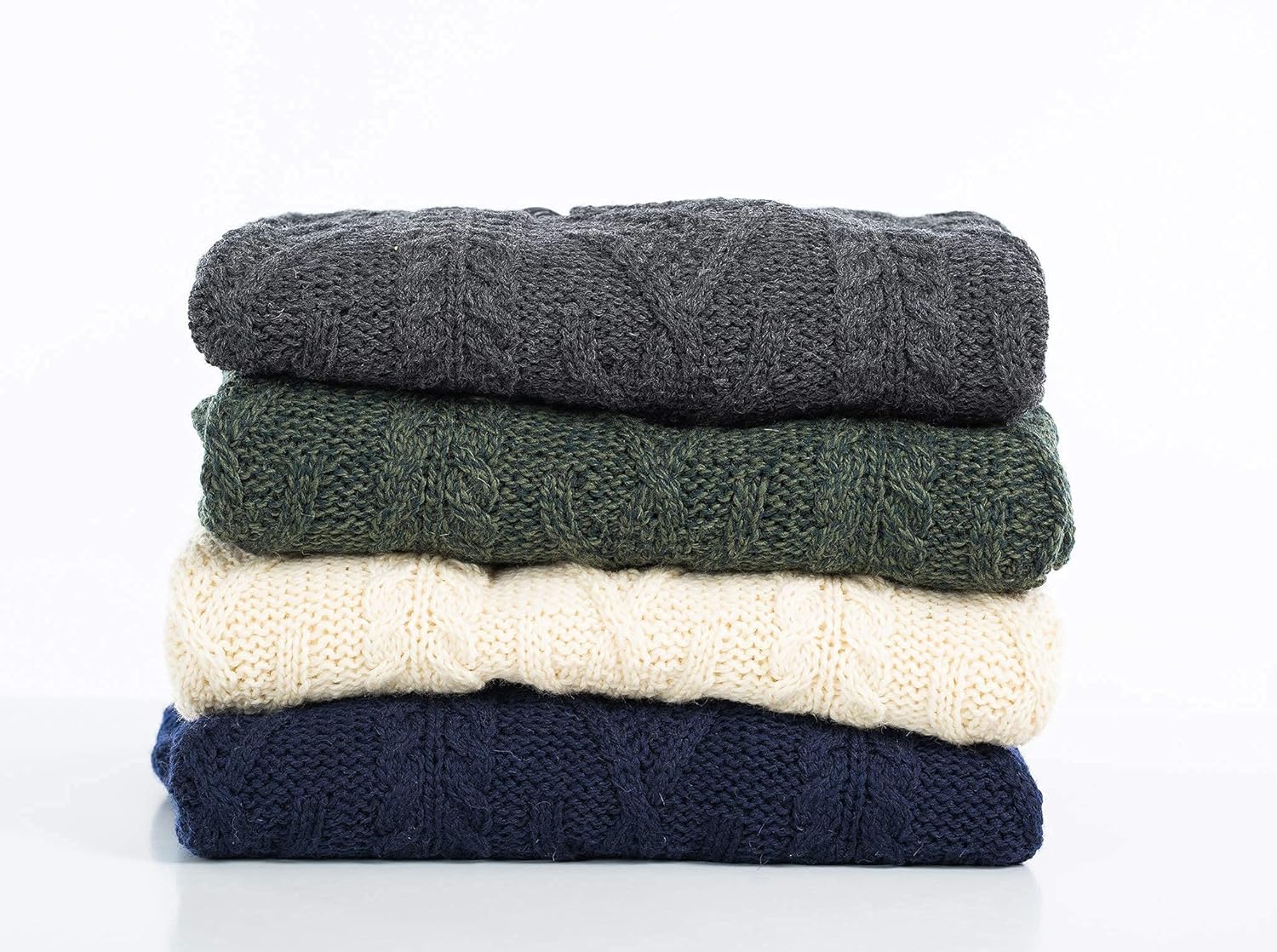 100% Merino Wool Men's Shawl Collar Single Button Irish Cable Knit Sweater Knitwear with Pockets
