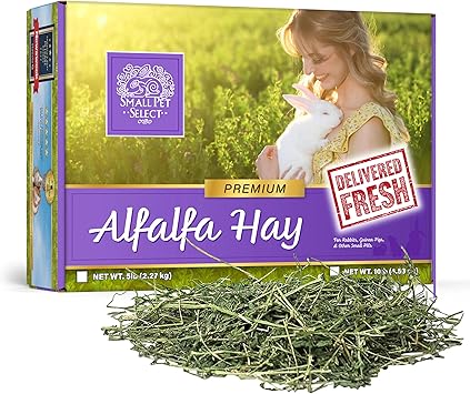 Small Pet Select Alfalfa Hay Pet Food for Young Rabbits, Guinea Pigs, Chinchillas, Tortoises and Other Small Animals, Easy to Store Box, 5 LB
