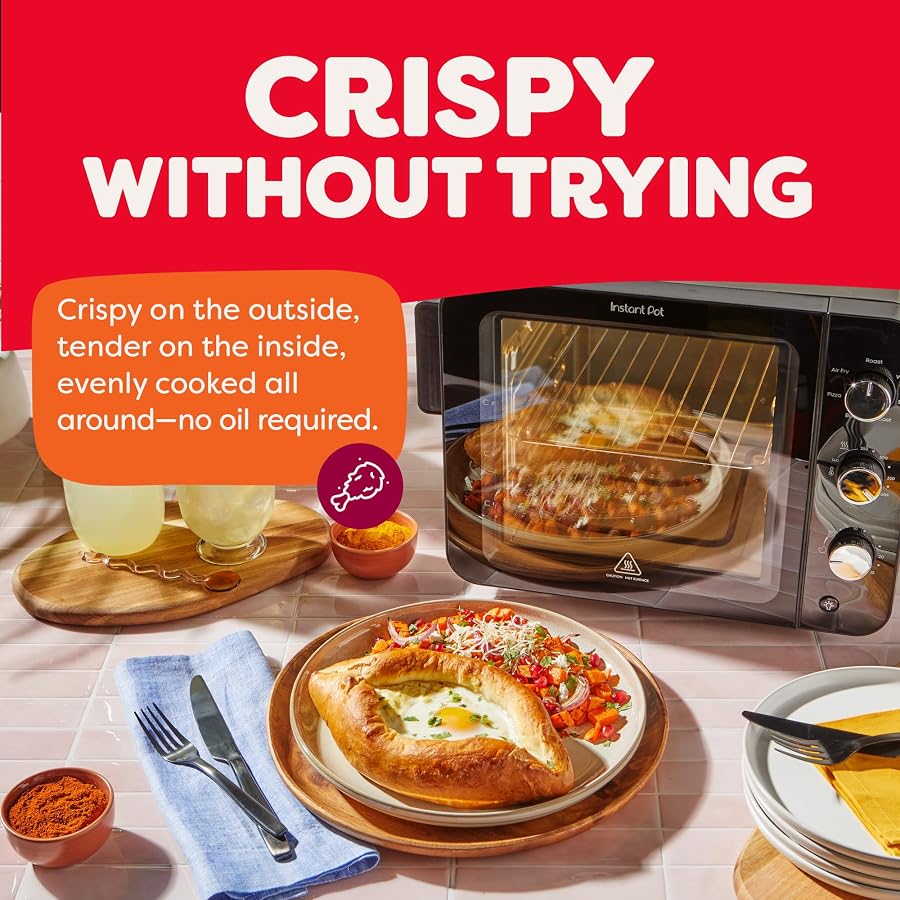 Instant Pot No Preheat Required* 4-Slice Air Fryer Toaster Oven with InstantHeat Technology, 7-in-1, Air Fry, Bake, Toast, Roast, Broil, Warm, and Make Pizza, image 9