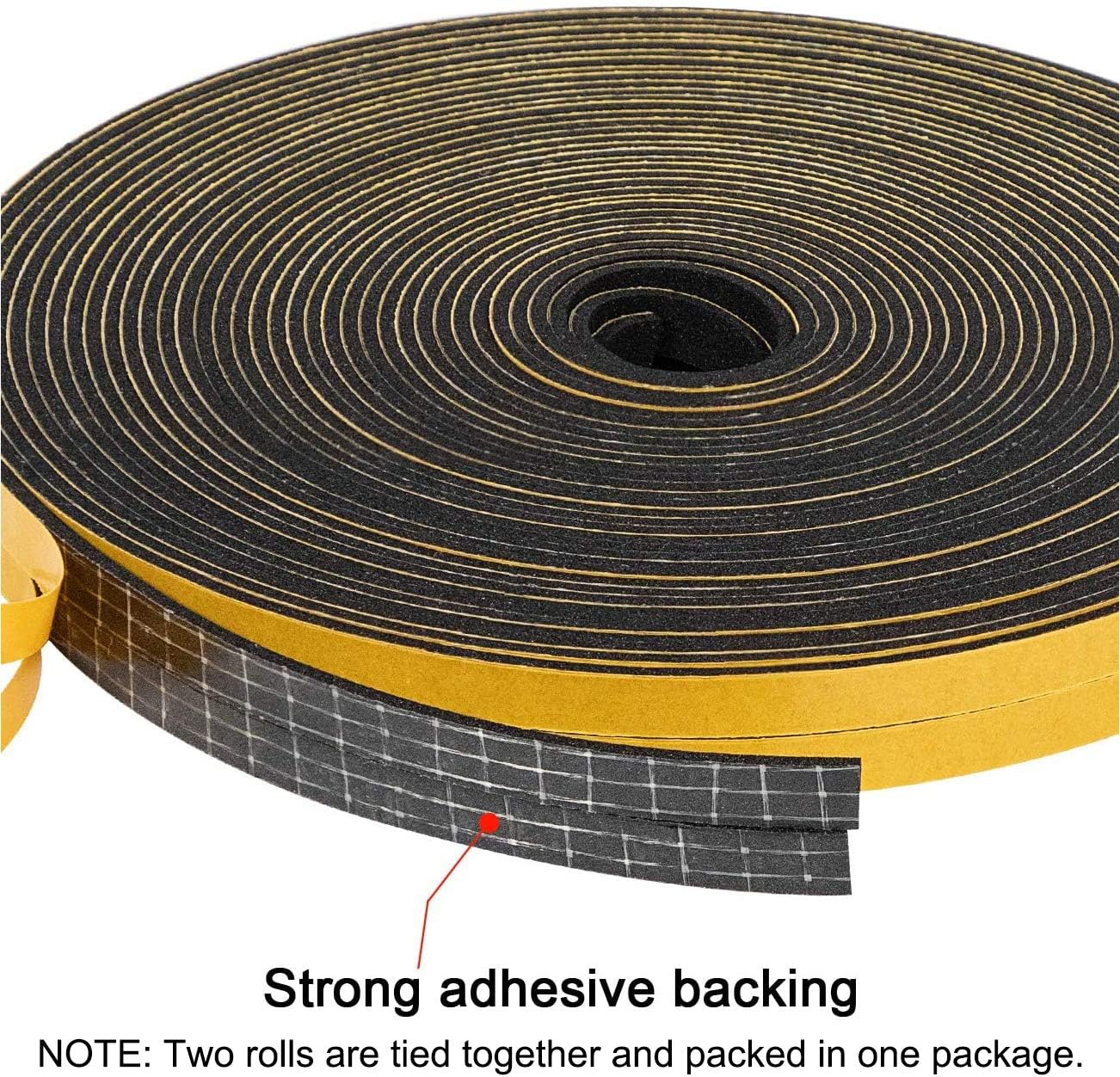 MAGZO Adhesive Thin Foam Tape 1/16 Inch T X 1/4 Inch W, Weather Stripping Self Adhesive Total 65 Feet (32.5ft x 2 Rolls)