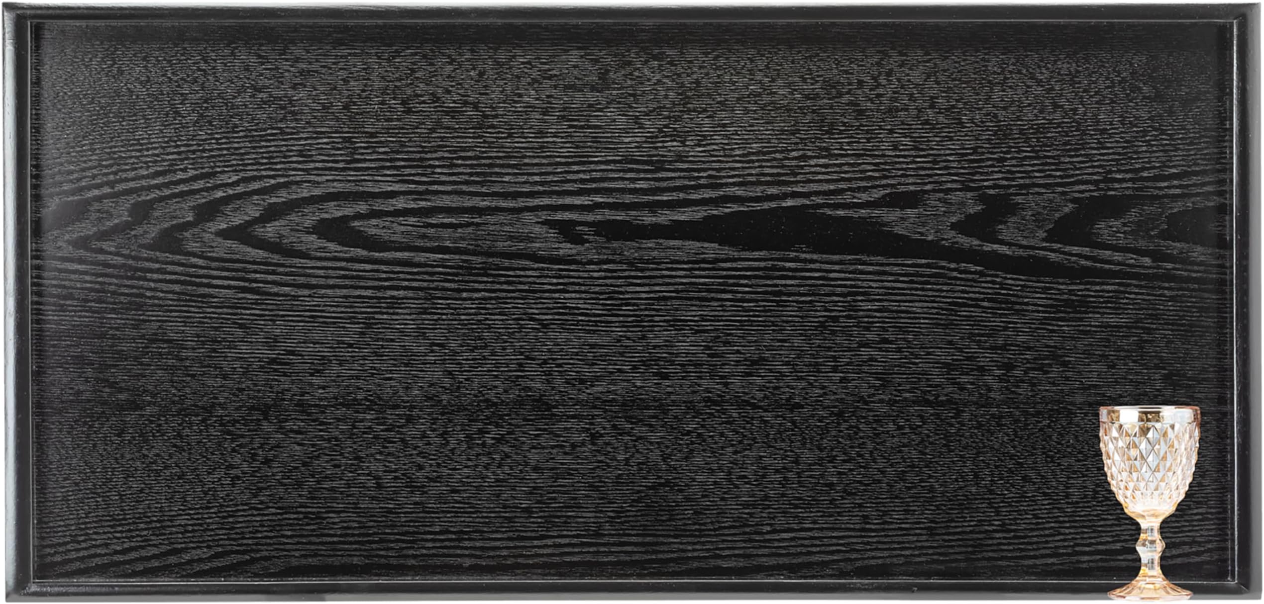 40 x 24 Inches Extra Large Solid Wood Serving Tray for Tea Coffee Table Snack Food Meals Serving Plate Kitchen Party Bar Breakfast Server with Raised Edges Black Wooden Decorative Ottoman Tray