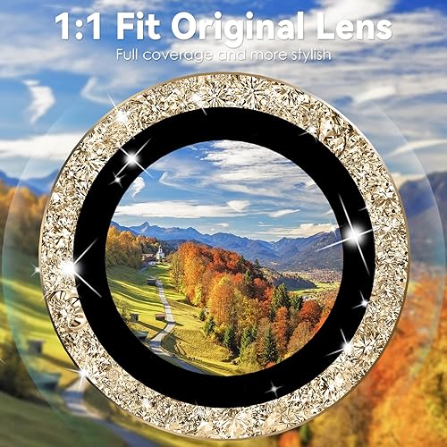 Miniatura 8 de CloudValley Protector de lente de cámara con purpurina para iPhone 14 ProiPhone 14 Pro Max, vidrio templado 9H diseño todo en 1, compatible con