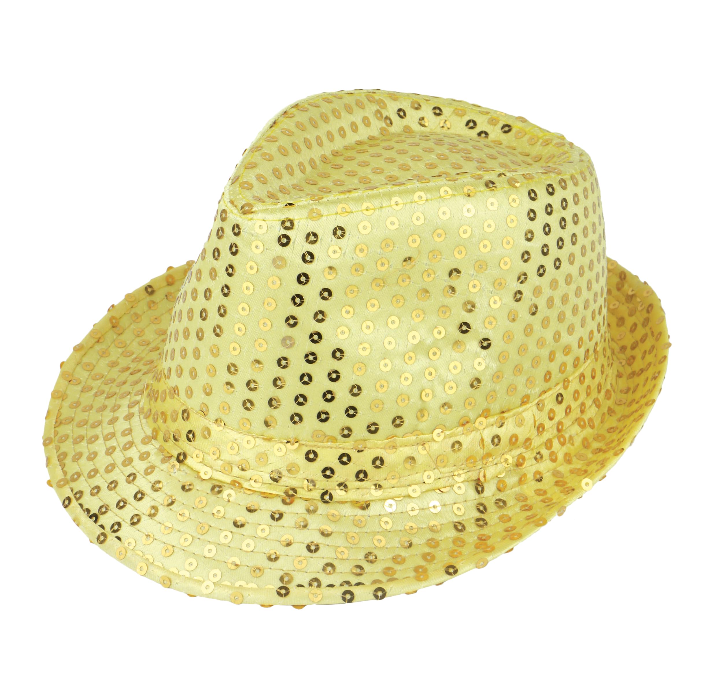 labreeze Adults Sequin Gangster Hat Elegant Shiny Fedora Trilby Dance Theatre Party Fancy Dress Cap (Gold)
