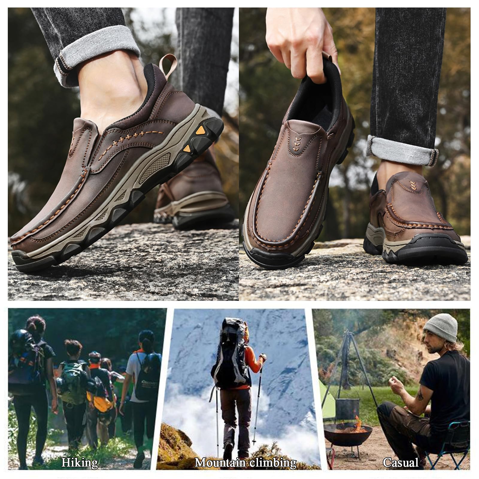 Scarpe da Trekking Escursionismo Uomo, Impermeabili Leggero Traspiranti Comode Casual Scarpe di Pelle Camminata Jogging Sportive