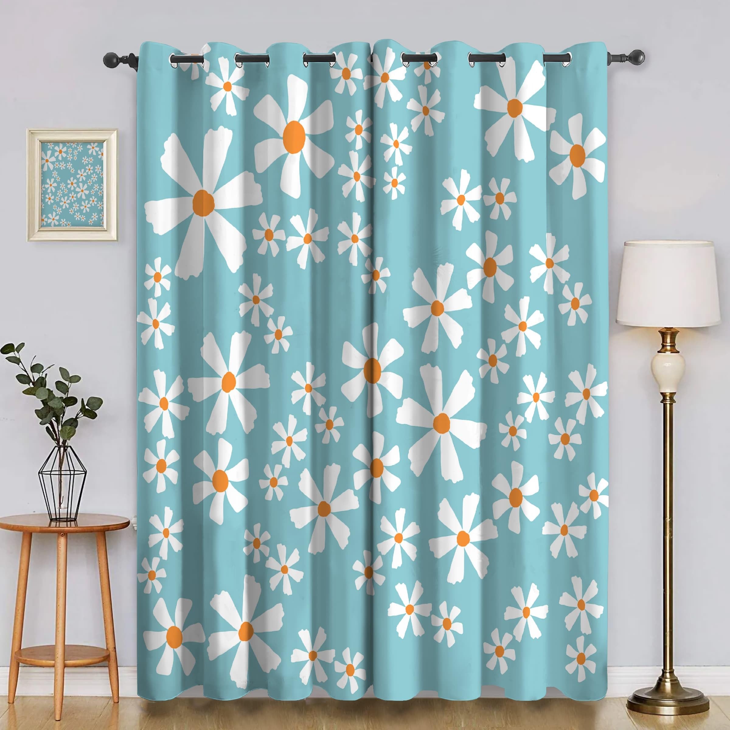 Cortinas Salon Flores PequeñAs Cortinas Dormitorio Flores PequeñAs Cortinas Opacas 2 Piezas, Cortinas Termicas Aislantes Frio y Calor con Ojales 140x220cm