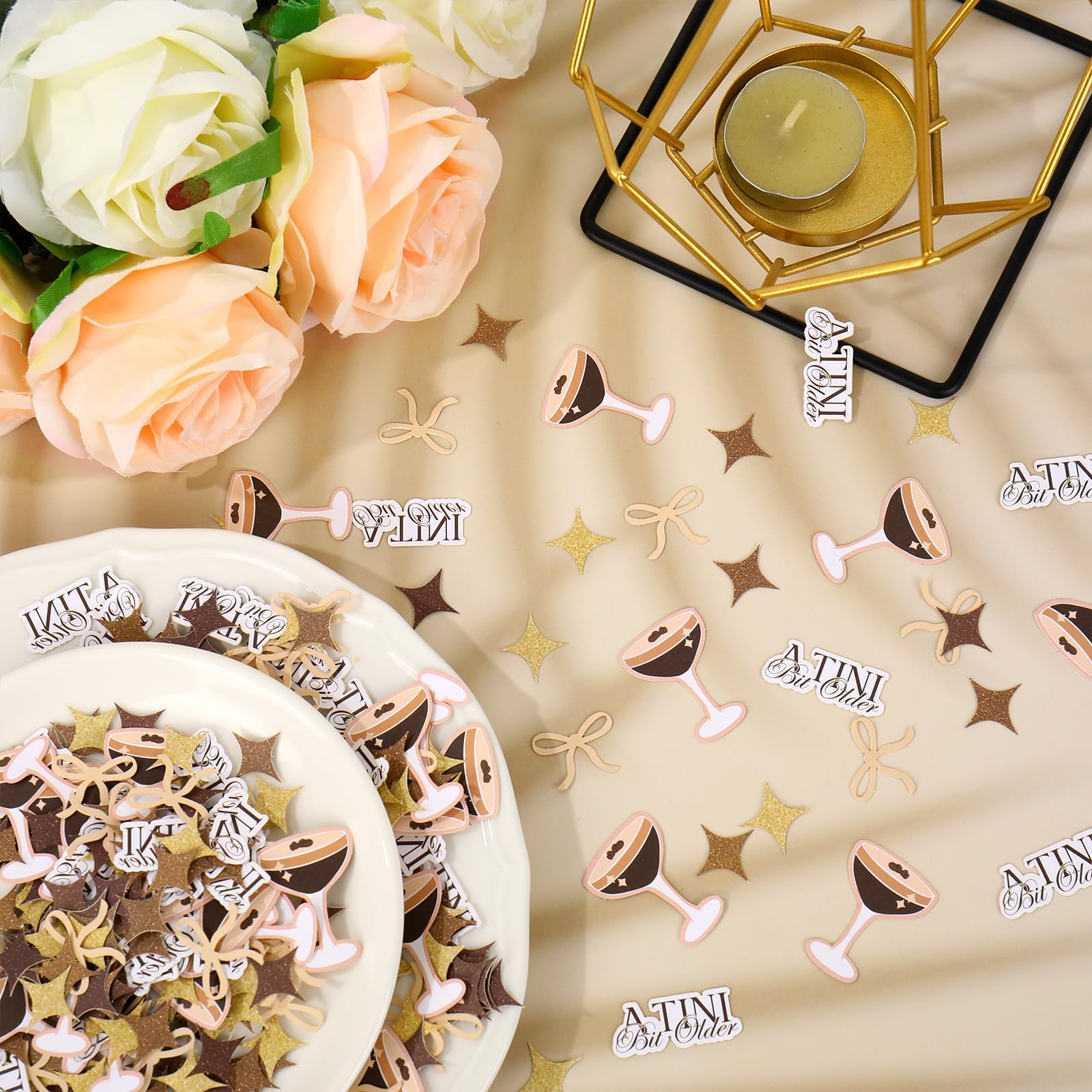 Whaline 300 Stück Espresso-Martini-Tischkonfetti, ein Tini-Bit, ältere Konfetti-Tischaufsätze für Geburtstag, Junggesellinnenabschied, Brautparty, Party-Dekoration
