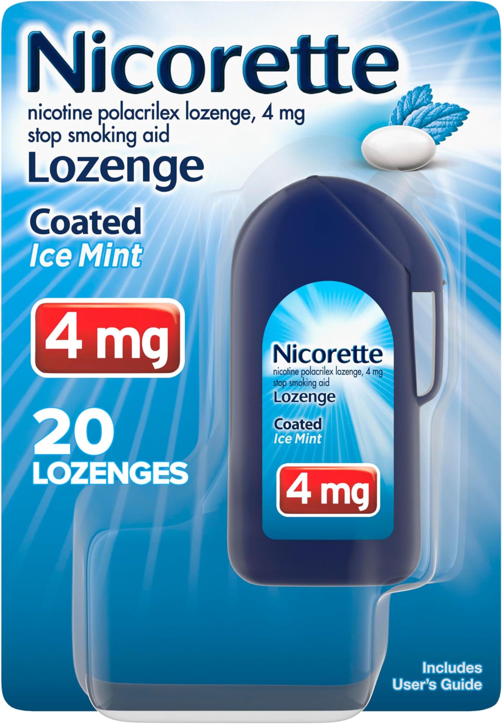 4 mg Coated Nicotine Lozenges to Help Quit Smoking - Ice Mint Flavored Stop Smoking Aid, 20 Count
